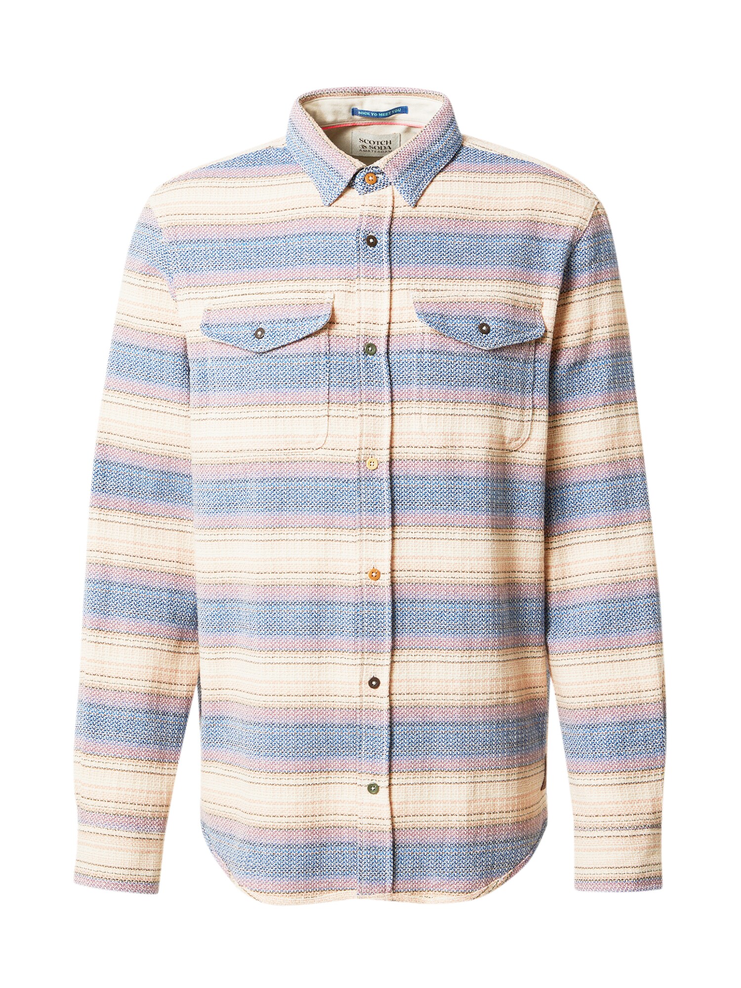 SCOTCH & SODA Camisa  creme / azul fumado / amarelo claro / coral