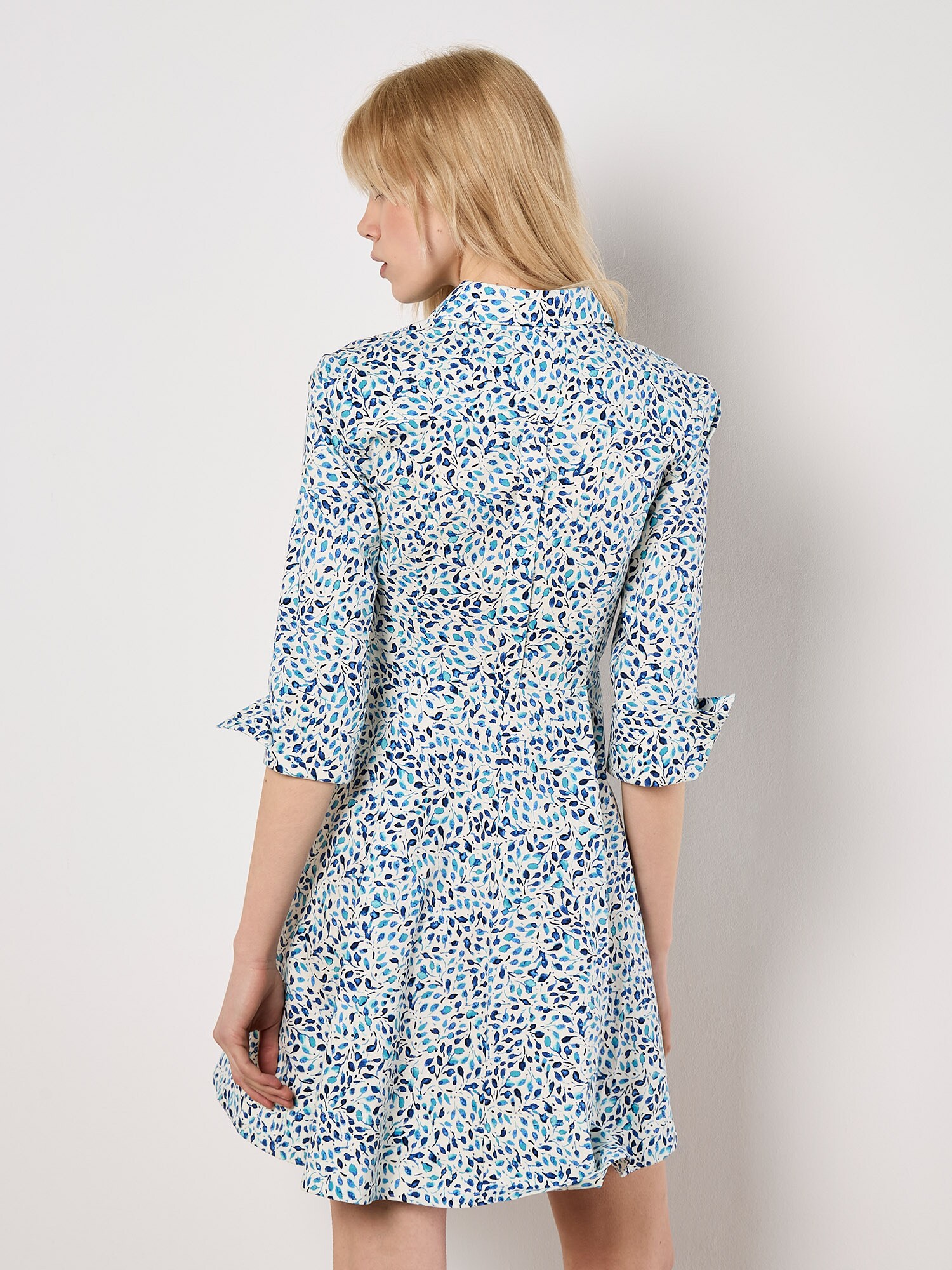 Thumbnail - Apricot Cotton Poplin Leaf Shirt Mini Dress