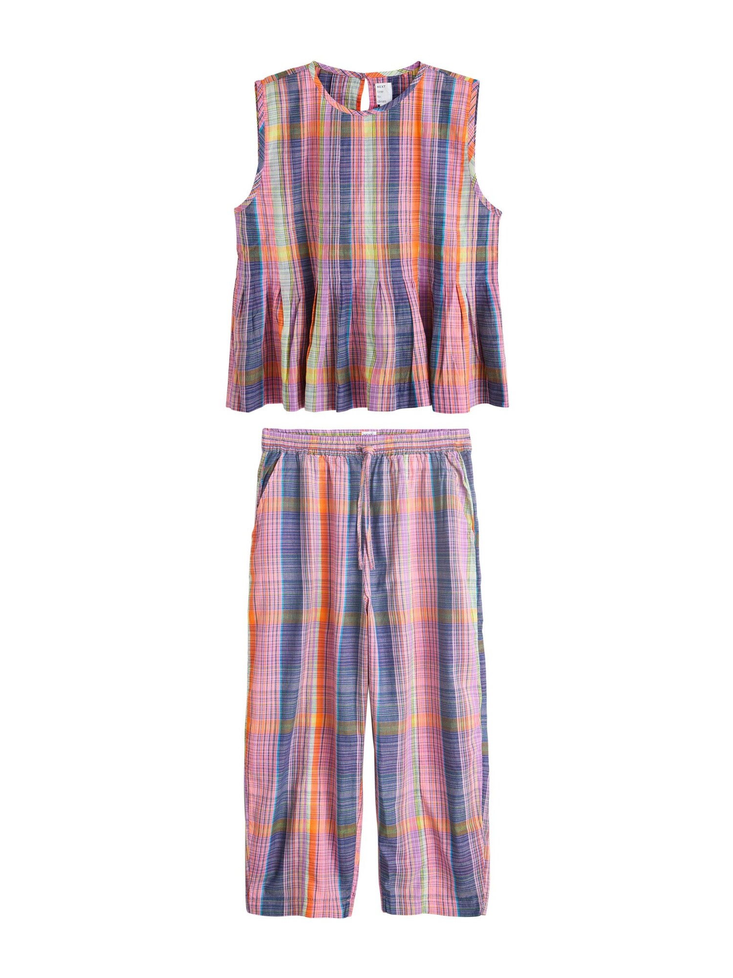 Next Pijama  bleumarin / mov lavandă / portocaliu / roz pal