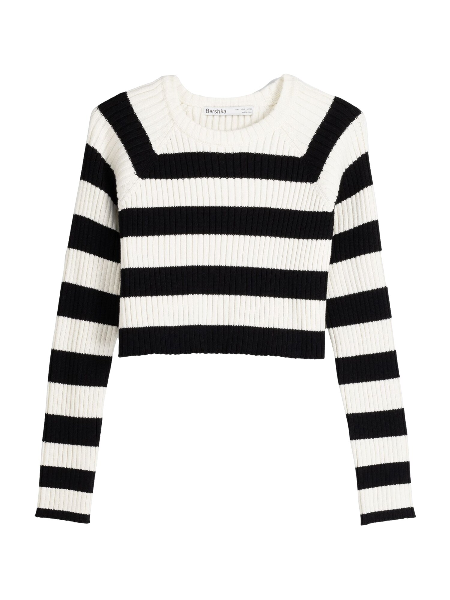 Bershka Pulover  negru / alb