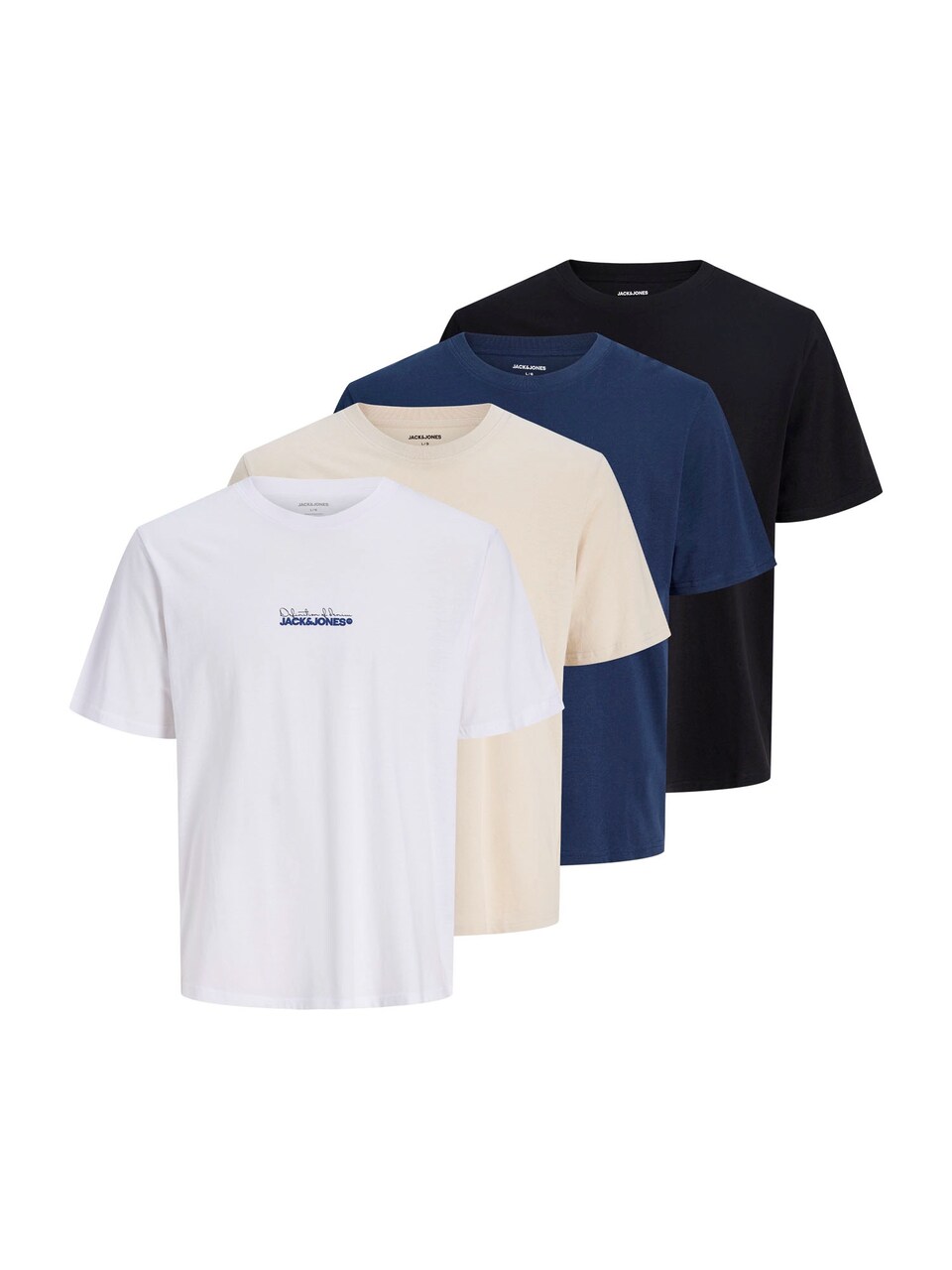 T-shirt 'JJKendrick' beige / marinblå / svart