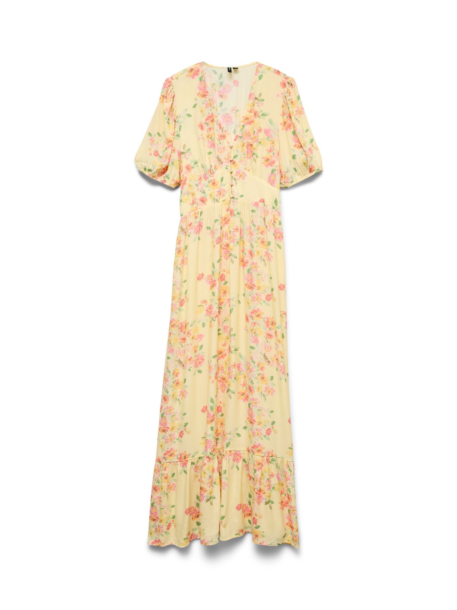 Vero Moda Jurk 'VMVilma' Citroengeel / Lichtgeel / Olijfgroen / Oudroze