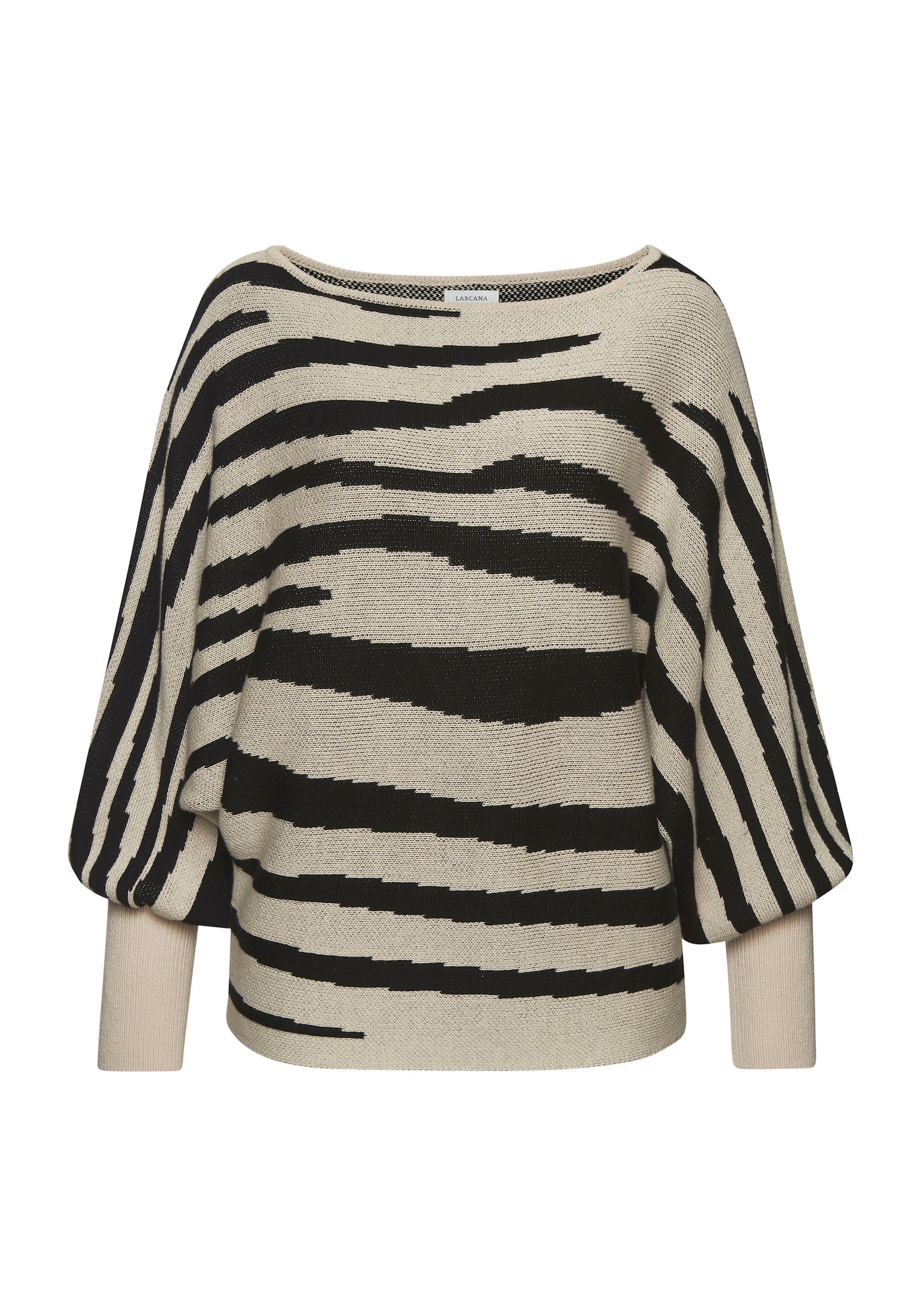 LASCANA Pulover  ecru / negru