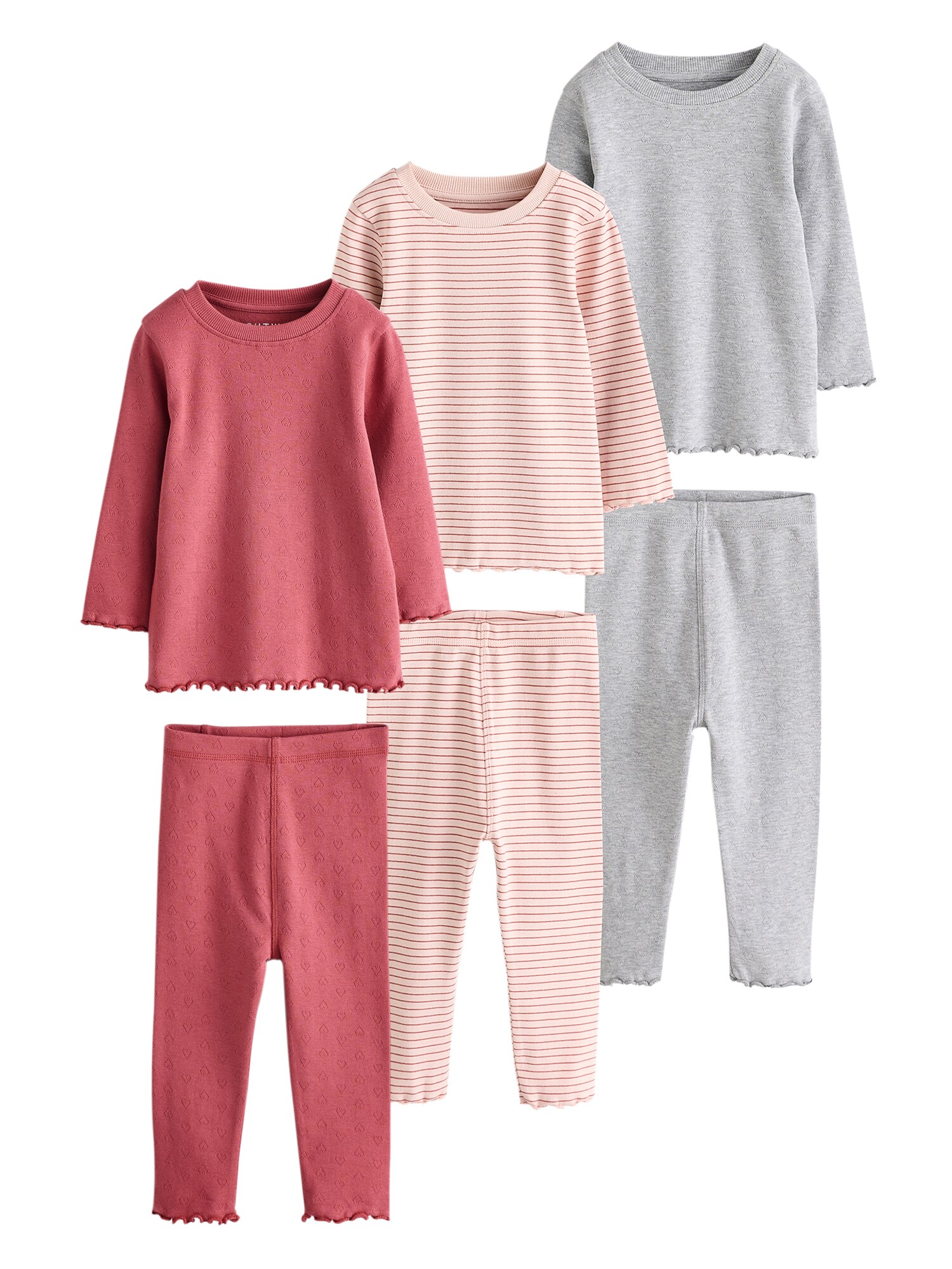 Next Pijamale  gri deschis / roz pudră / roșu burgundy