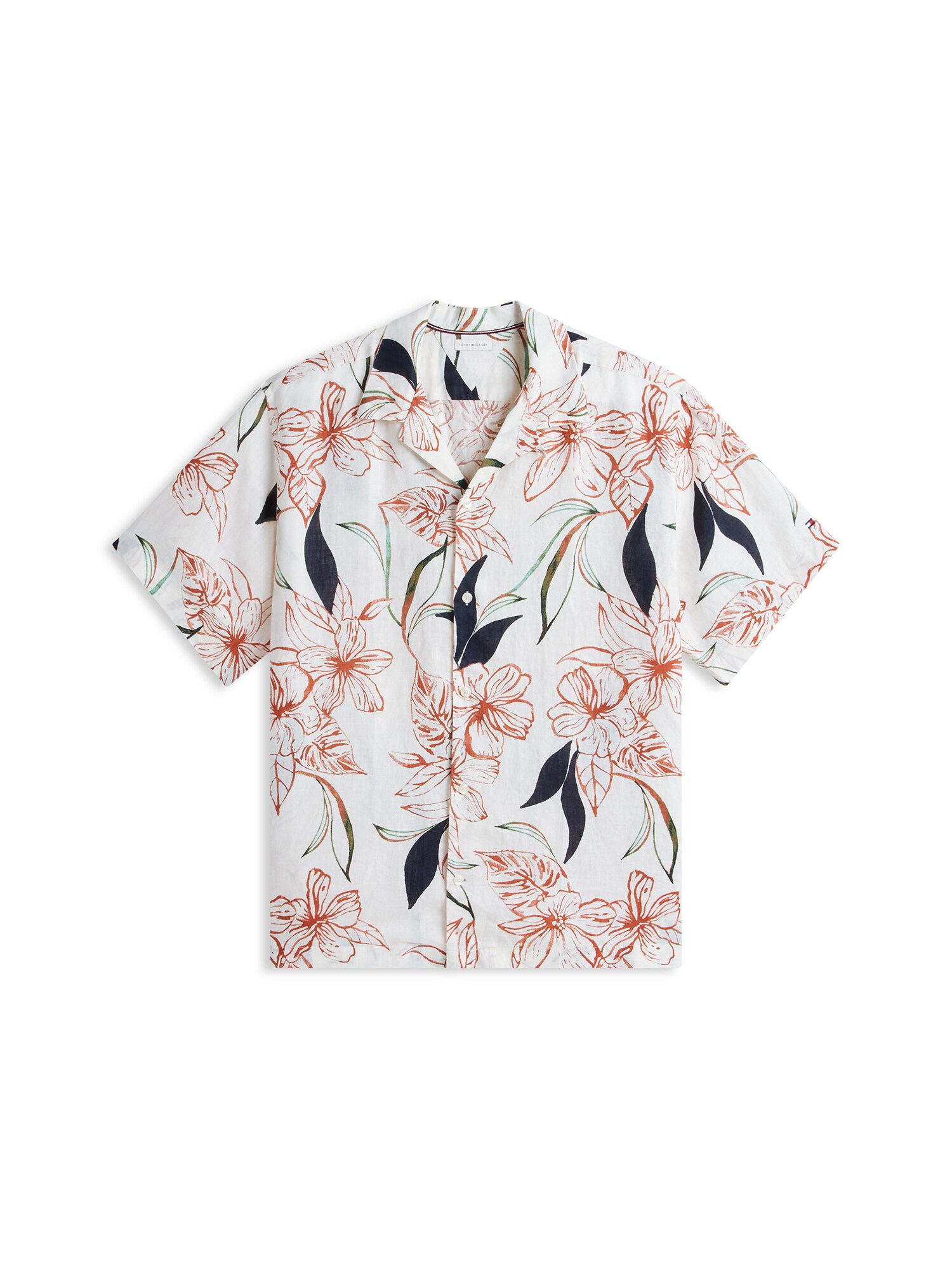 Tommy Hilfiger Big & Tall Košulja 'Plus Regular Tropical Print Short Sleeve'  bež / menta / hrđavo crvena / crna