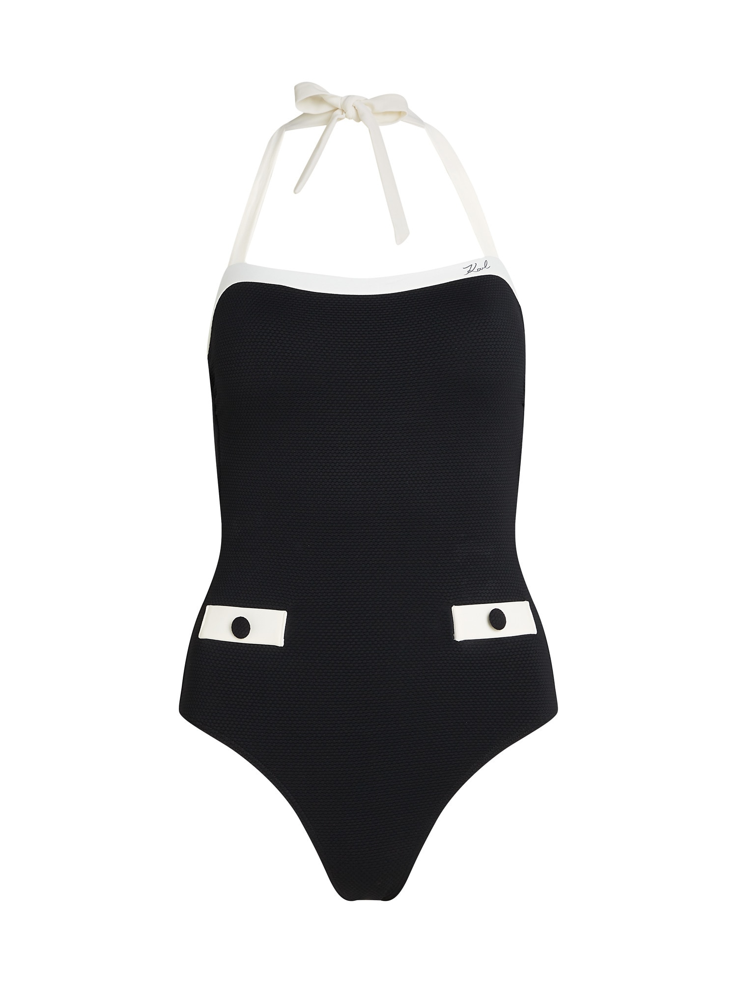 Karl Lagerfeld Costum de baie întreg  negru / alb