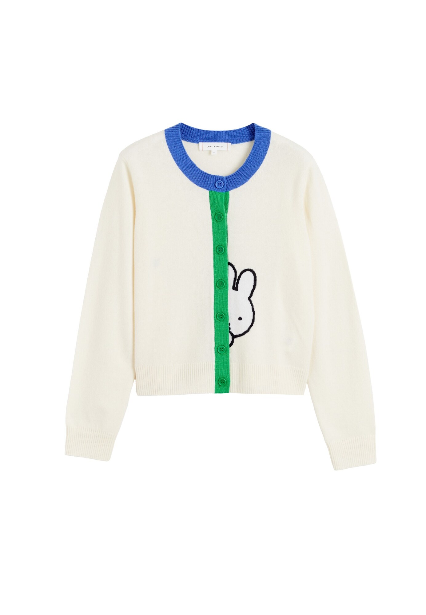 Chinti & Parker Cárdigan 'Miffy Peek' crema / azul / verde / negro