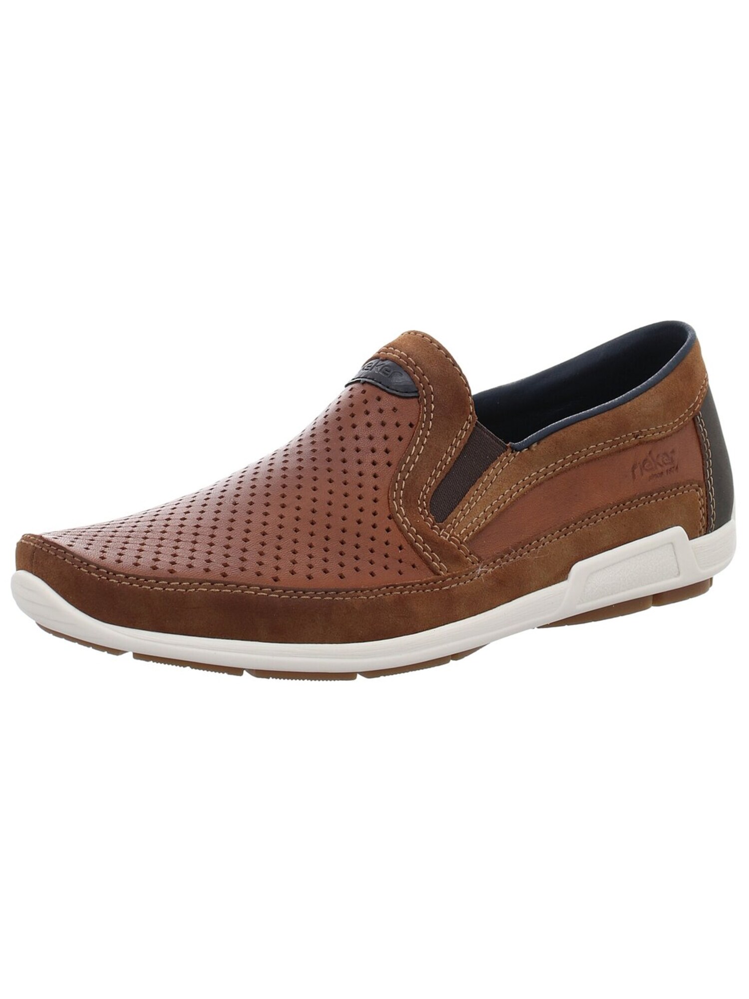 Rieker Hausschuh Slipper Herren 09055-22 Leder-Mix In Braun
