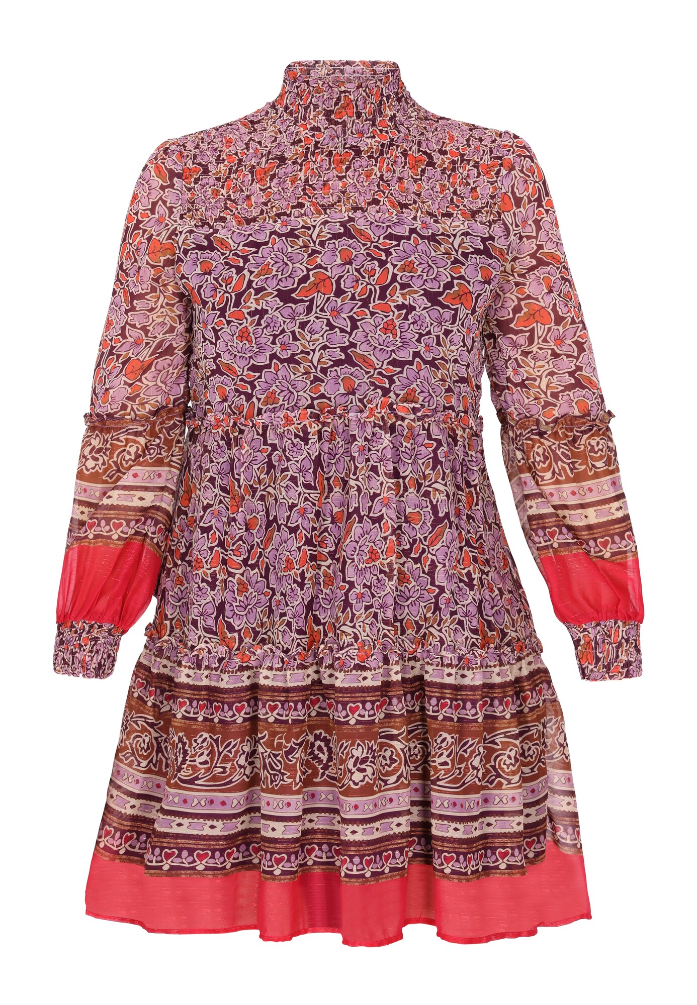 usha FESTIVAL Vestido marrón / lila / cyclam / naranja