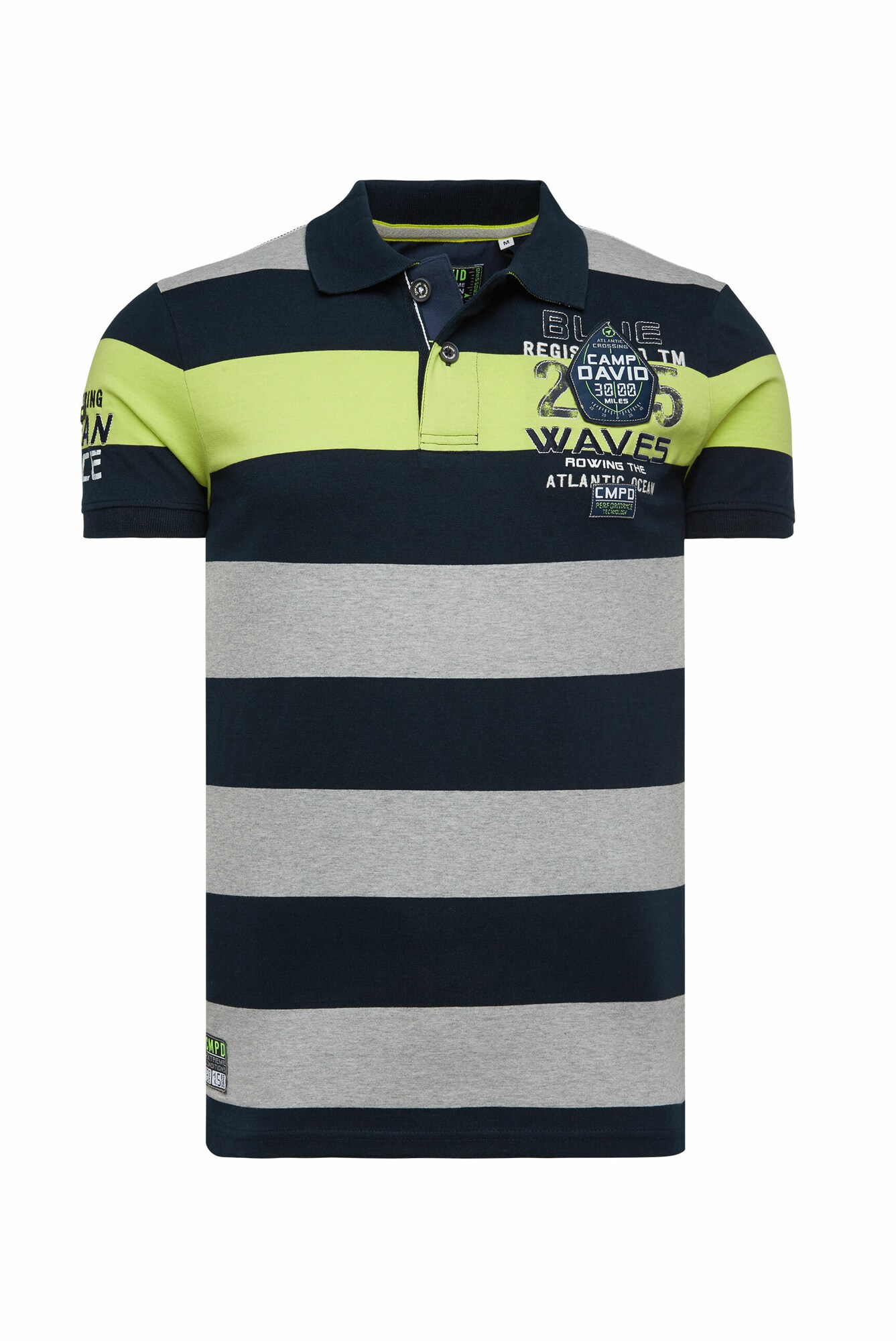 CAMP DAVID Poloshirt neongelb / grau / dunkelblau