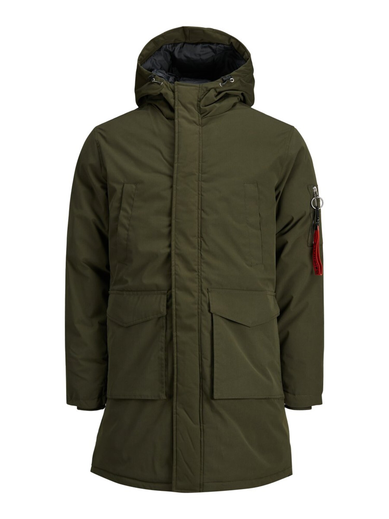 JACK & JONES Ilga žieminė striukė 'FORTUNEE'  rusvai žalia