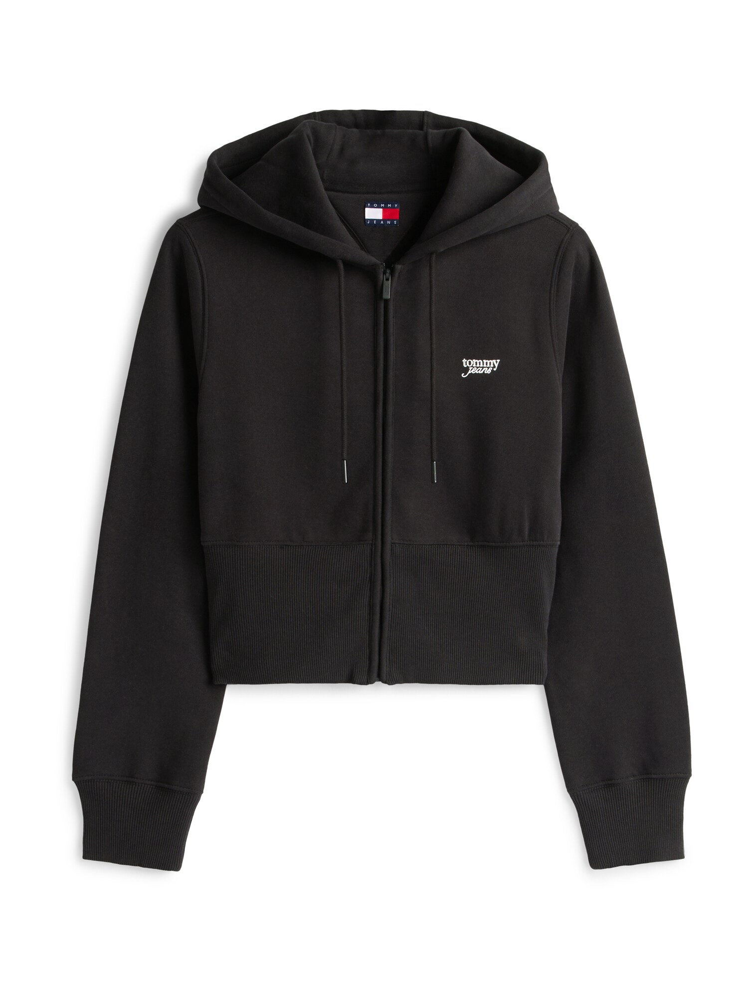 Tommy Jeans Tepláková bunda  čierna / biela