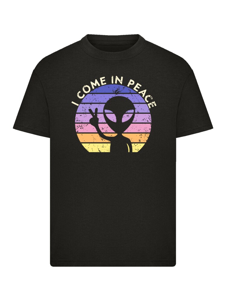 F4NT4STIC T-Shirt 'Alien Peace Sunset' Jungen Größe 134/140 hellgelb / lila / schwarz