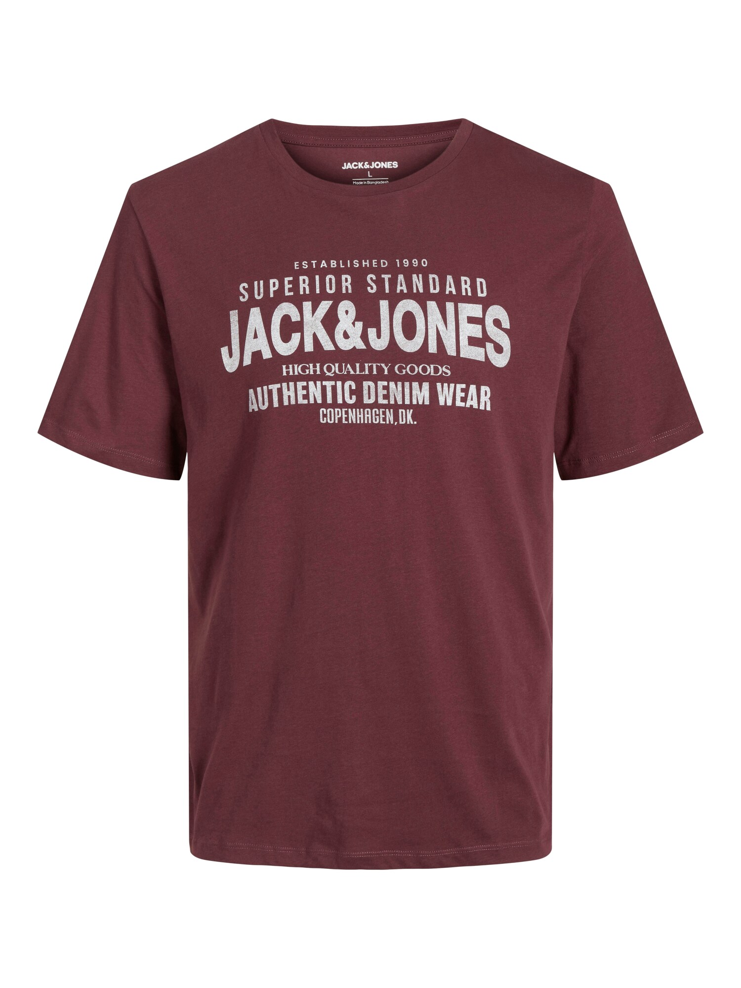 JACK & JONES Tričko 'JJJEANS'  svetlosivá / vínovo červená