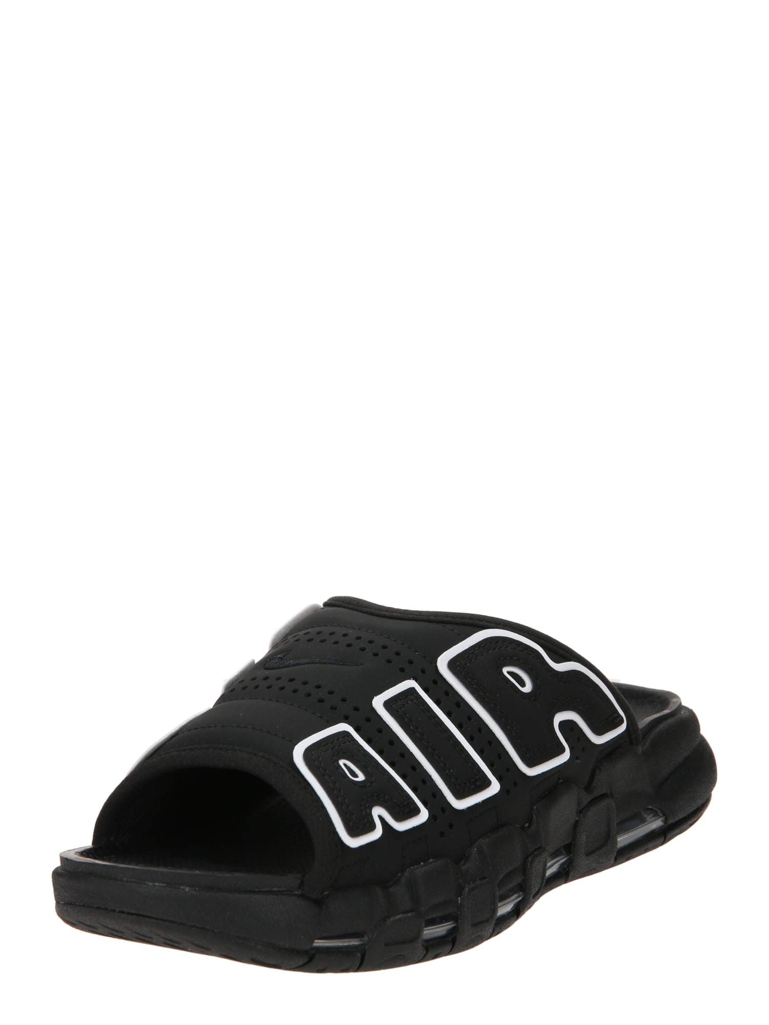 Nike Sportswear Saboți 'AIR MORE UPTEMPO SLIDE'  negru / alb