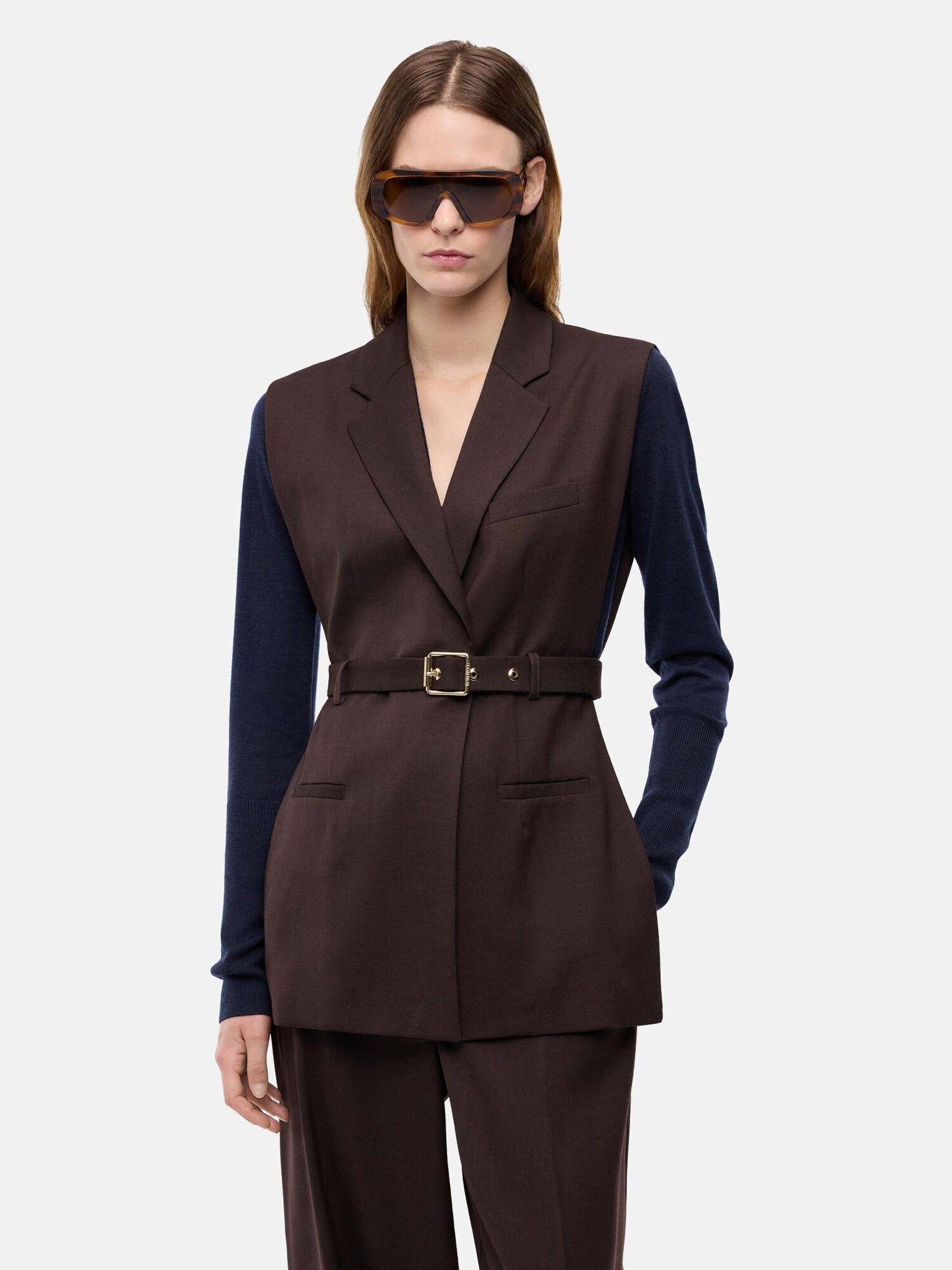 PINKO Chaleco 'PINKO NURAQUS GILET DIAGONALE GILET'  marrón – imagen 4