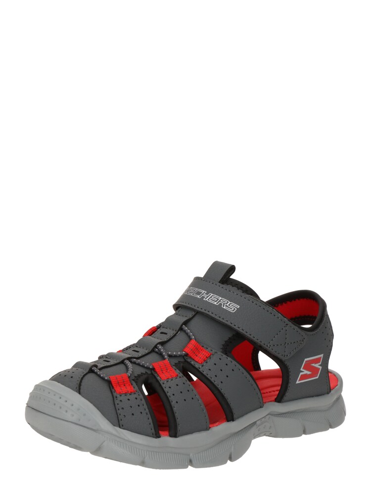 SKECHERS Sandale 'Relix' Jungen Größe 30 dunkelgrau / rot / weiß
