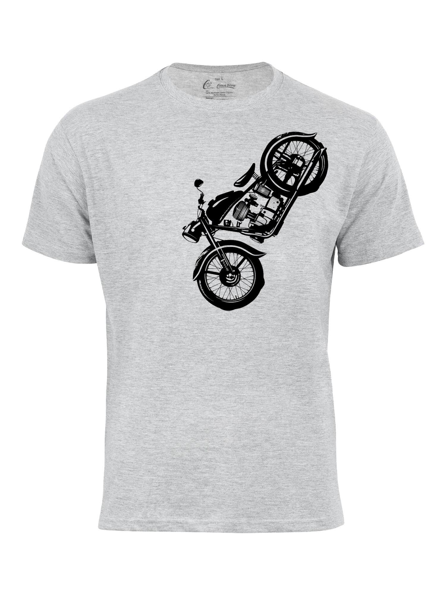 Cotton Prime Camiseta 'Vintage Motorcycle'  gris / negro