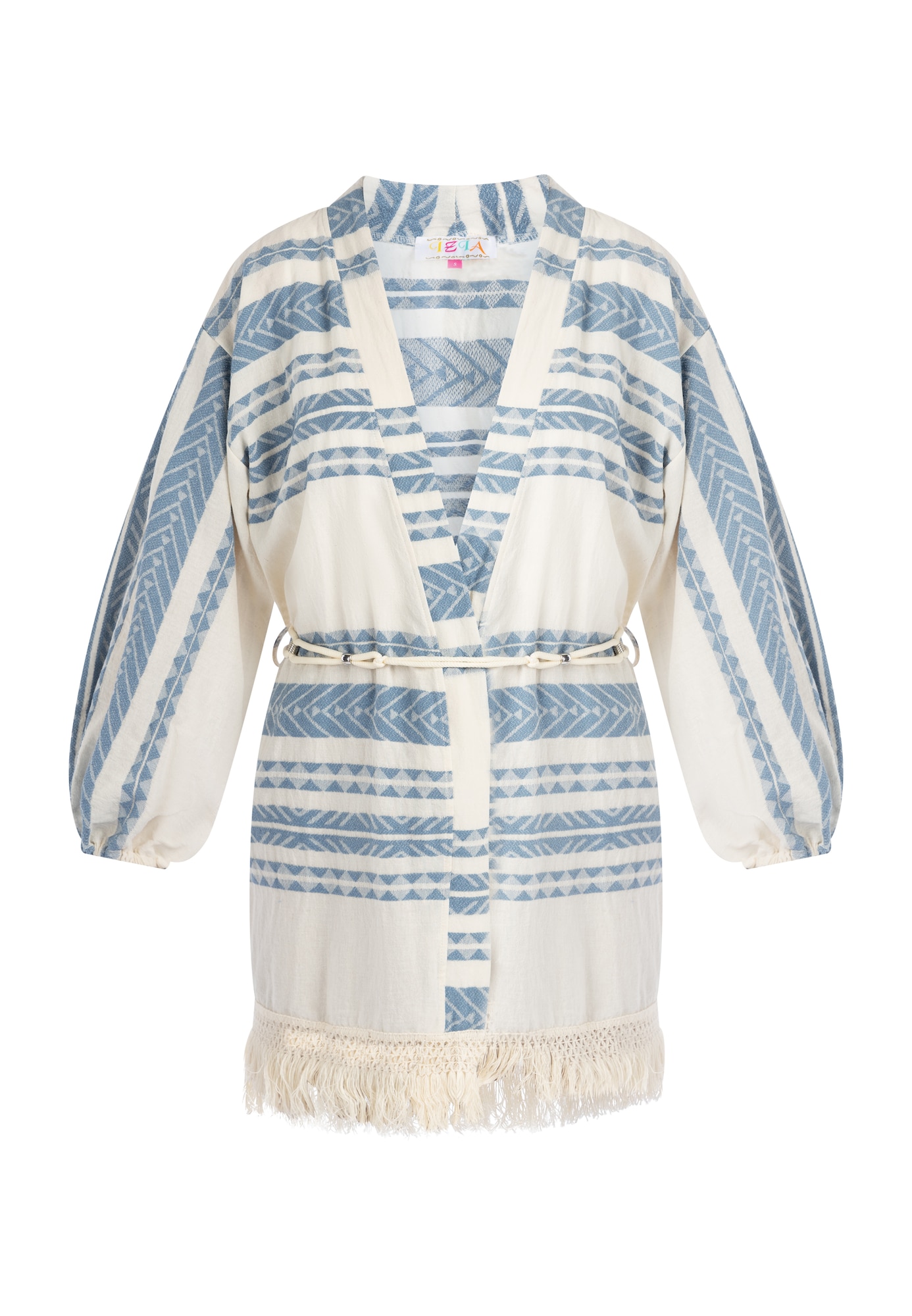 IZIA Kimono tamsiai mėlyna jūros spalva / natūrali balta