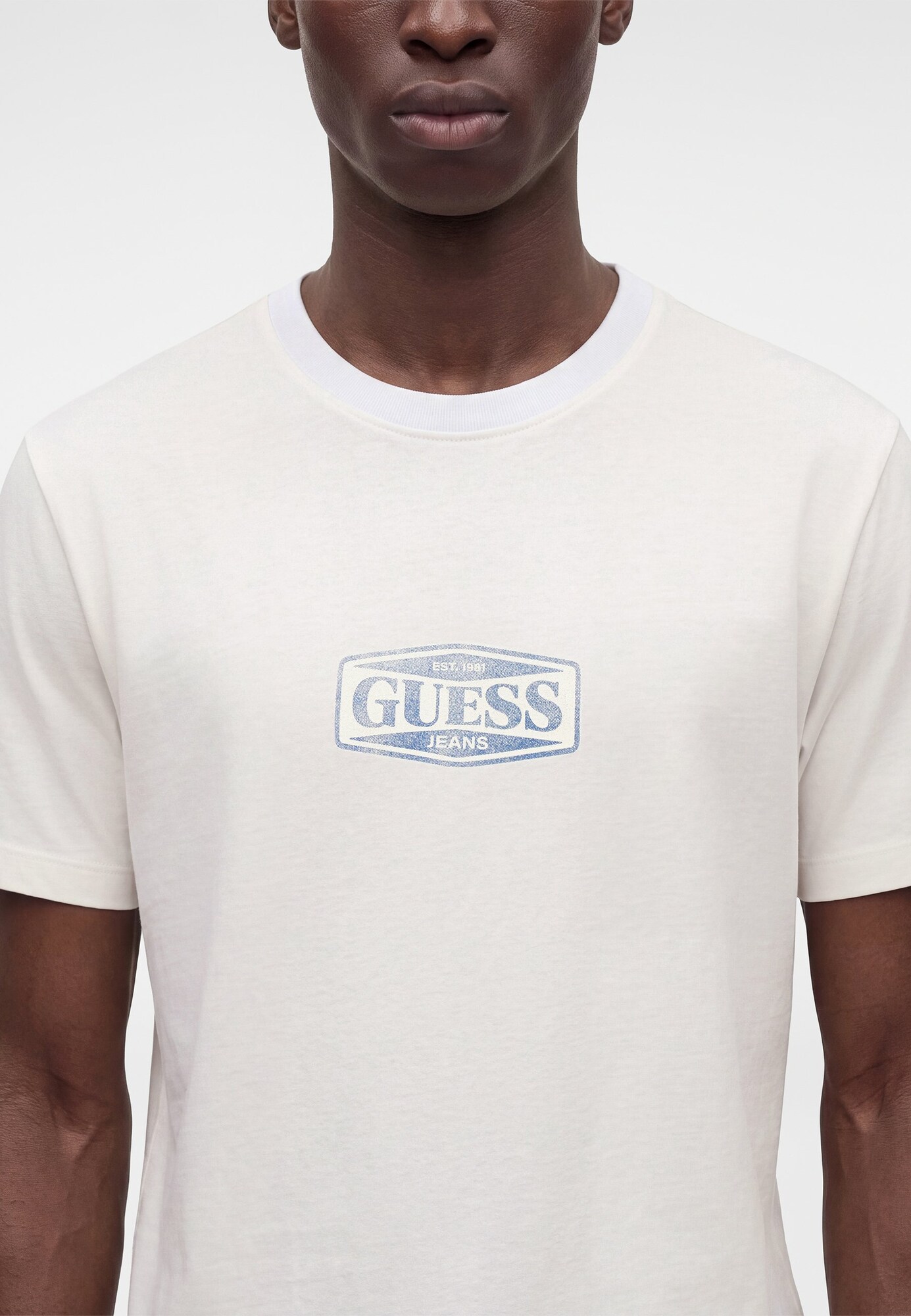 GUESS JEANS Camiseta azul denim / blanco – imagen 2