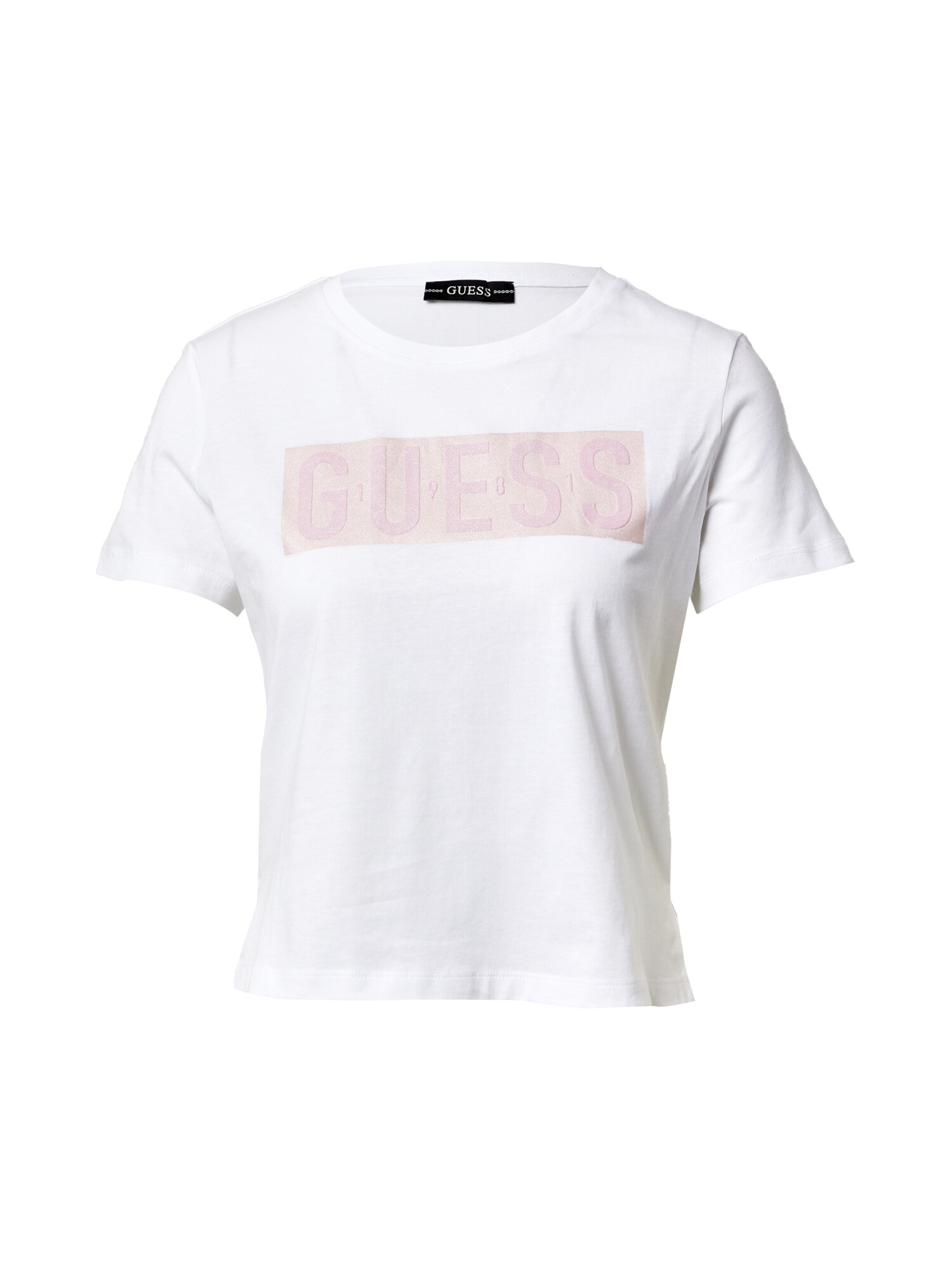 GUESS Marškinėliai 'ADRIA'  balta / kūno spalva / ryškiai rožinė spalva