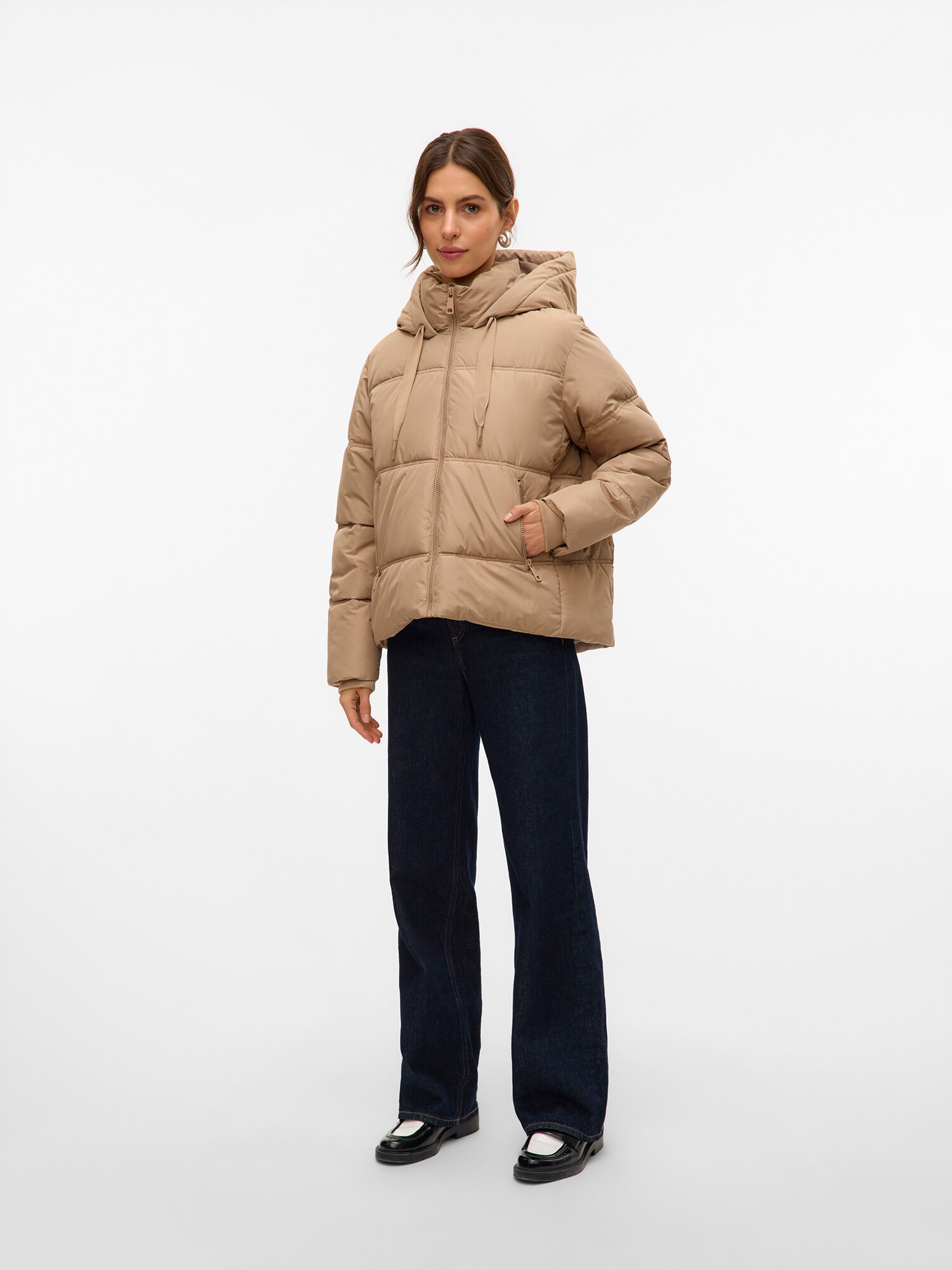 VERO MODA Zimná bunda tmavobéžová (obrázok 4)