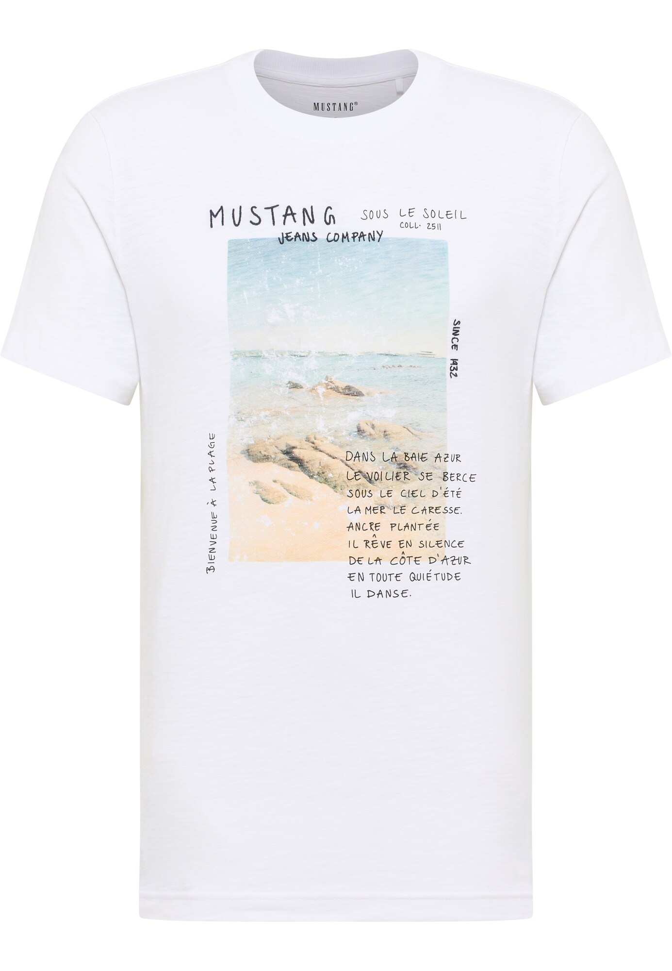 MUSTANG Póló 'AUSTIN'  bézs / pasztellkék / fekete / fehér akciós termékkép 1