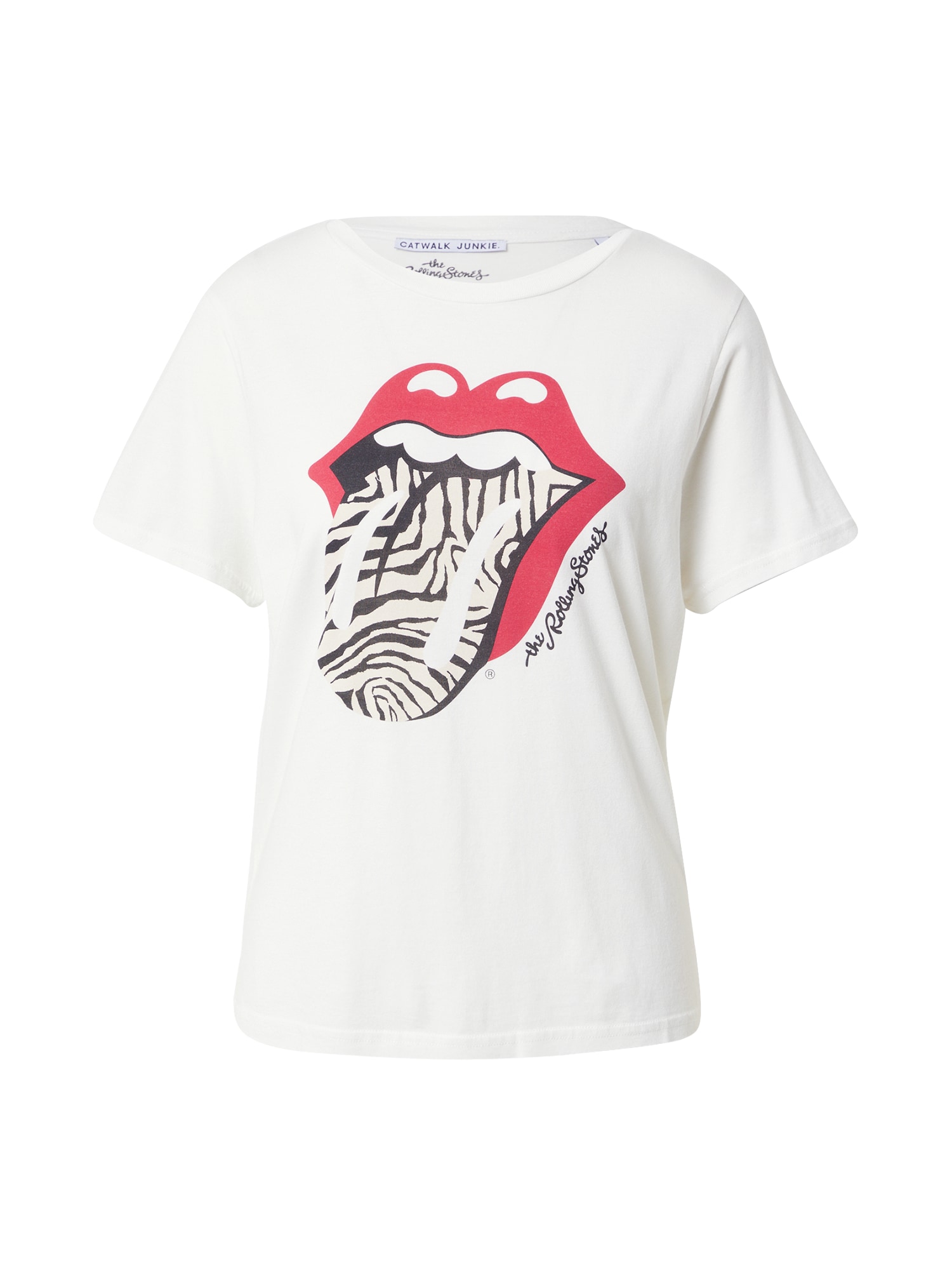 CATWALK JUNKIE Marškinėliai 'Stones Zebra' balta / juoda / raudona