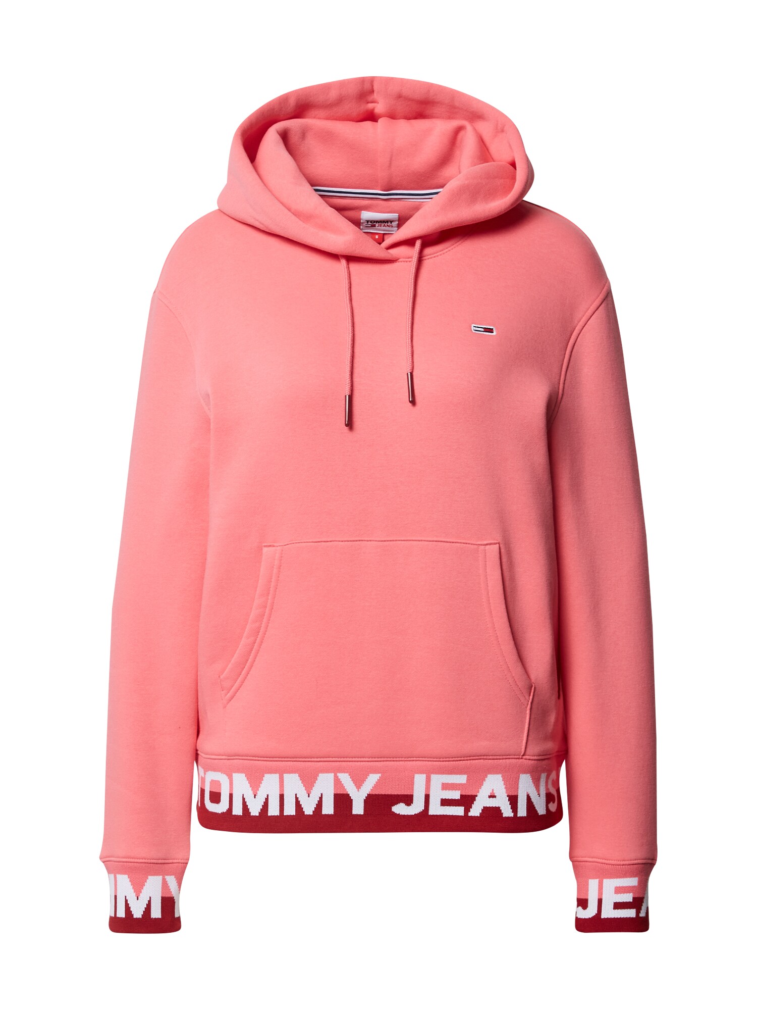 Tommy Jeans Megztinis be užsegimo  rožinė / balta / raudona