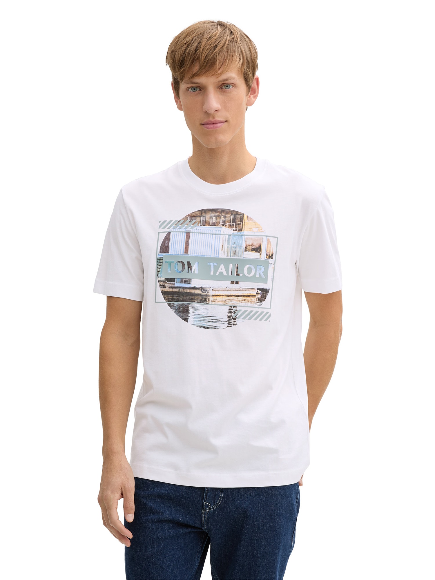 TOM TAILOR Póló  barna / menta / fekete / fehér termék 2. képe