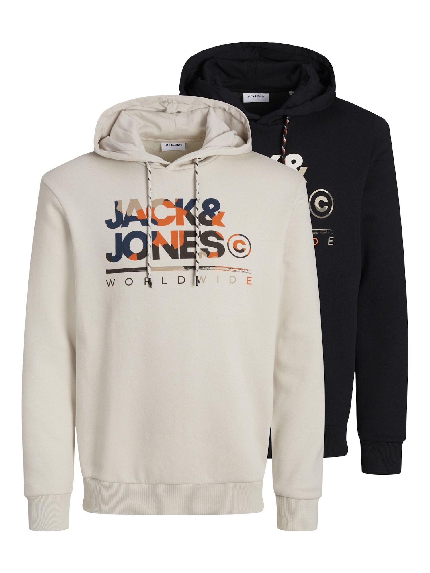 JACK & JONES Mikina 'JJLuke'  béžová / námornícka modrá / čierna / biela