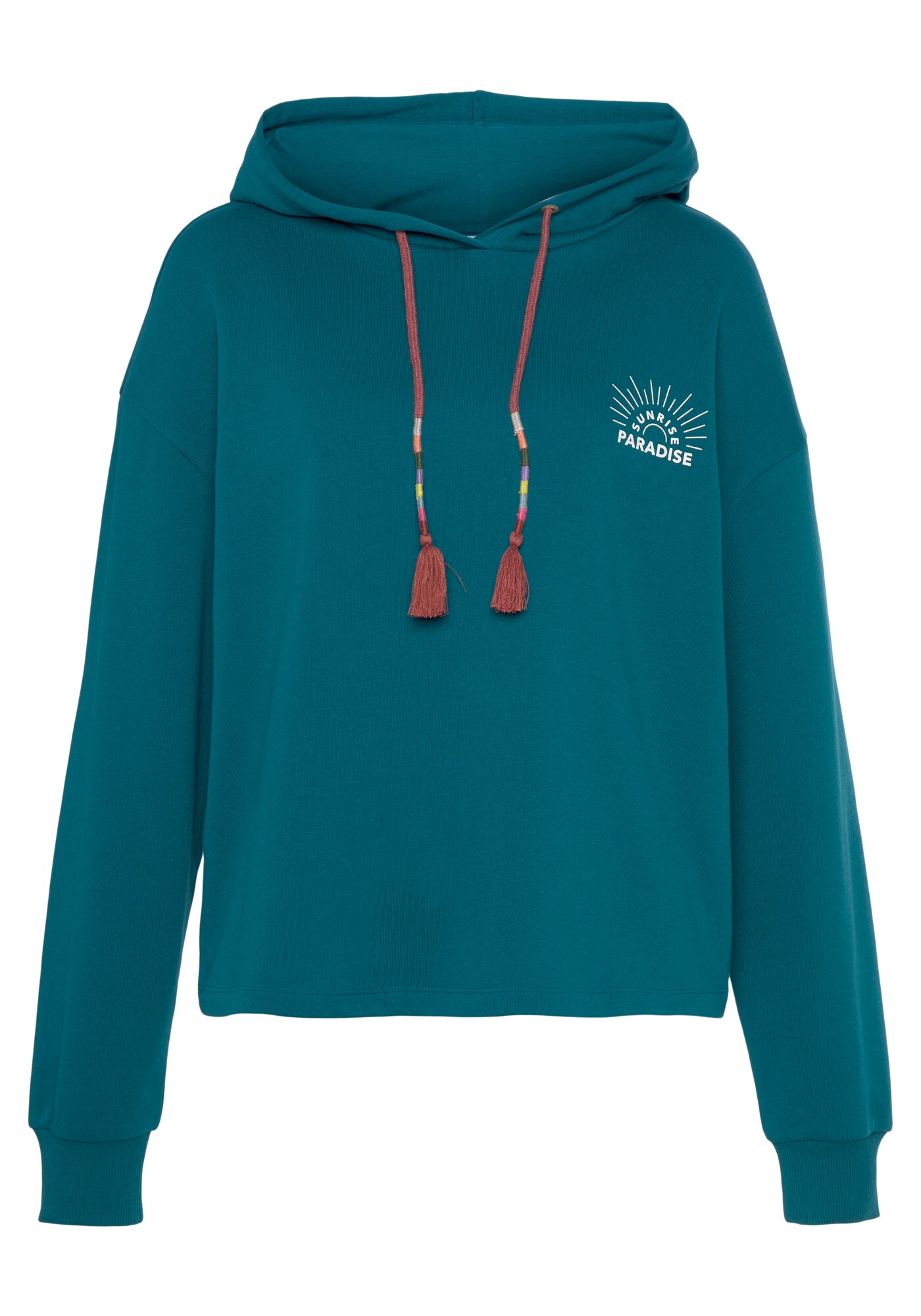 VIVANCE Bluză de molton  verde petrol / alb