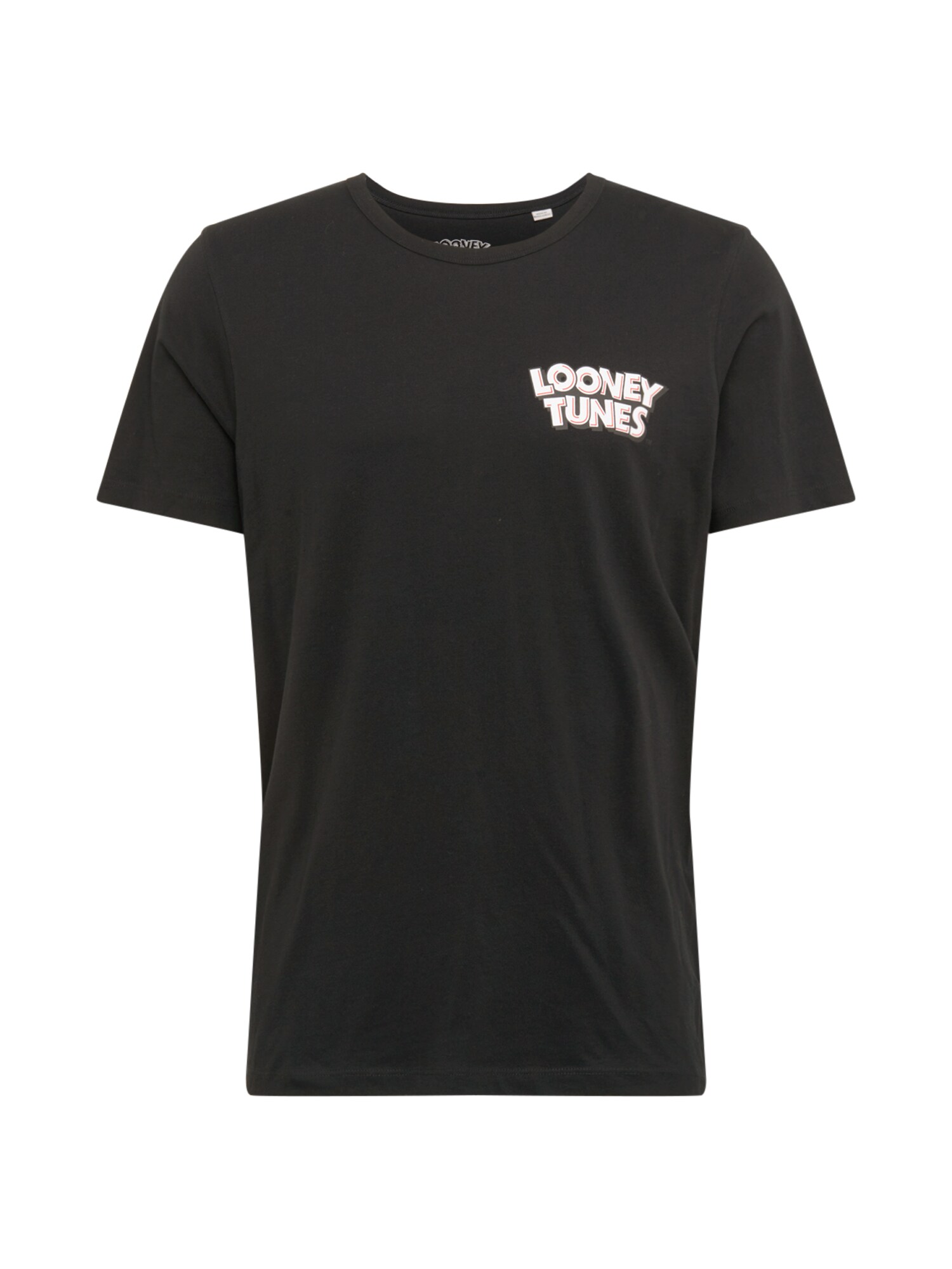 JACK & JONES Marškinėliai 'Looney'  juoda / balta / šviesiai rožinė