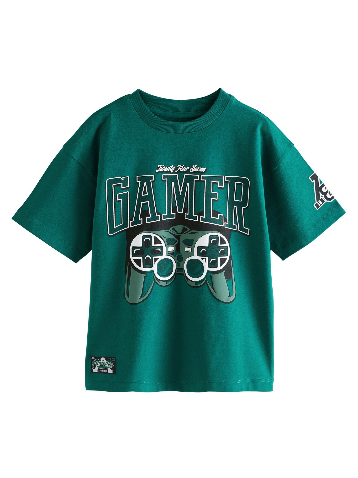 Next Tricou  verde smarald / negru / alb
