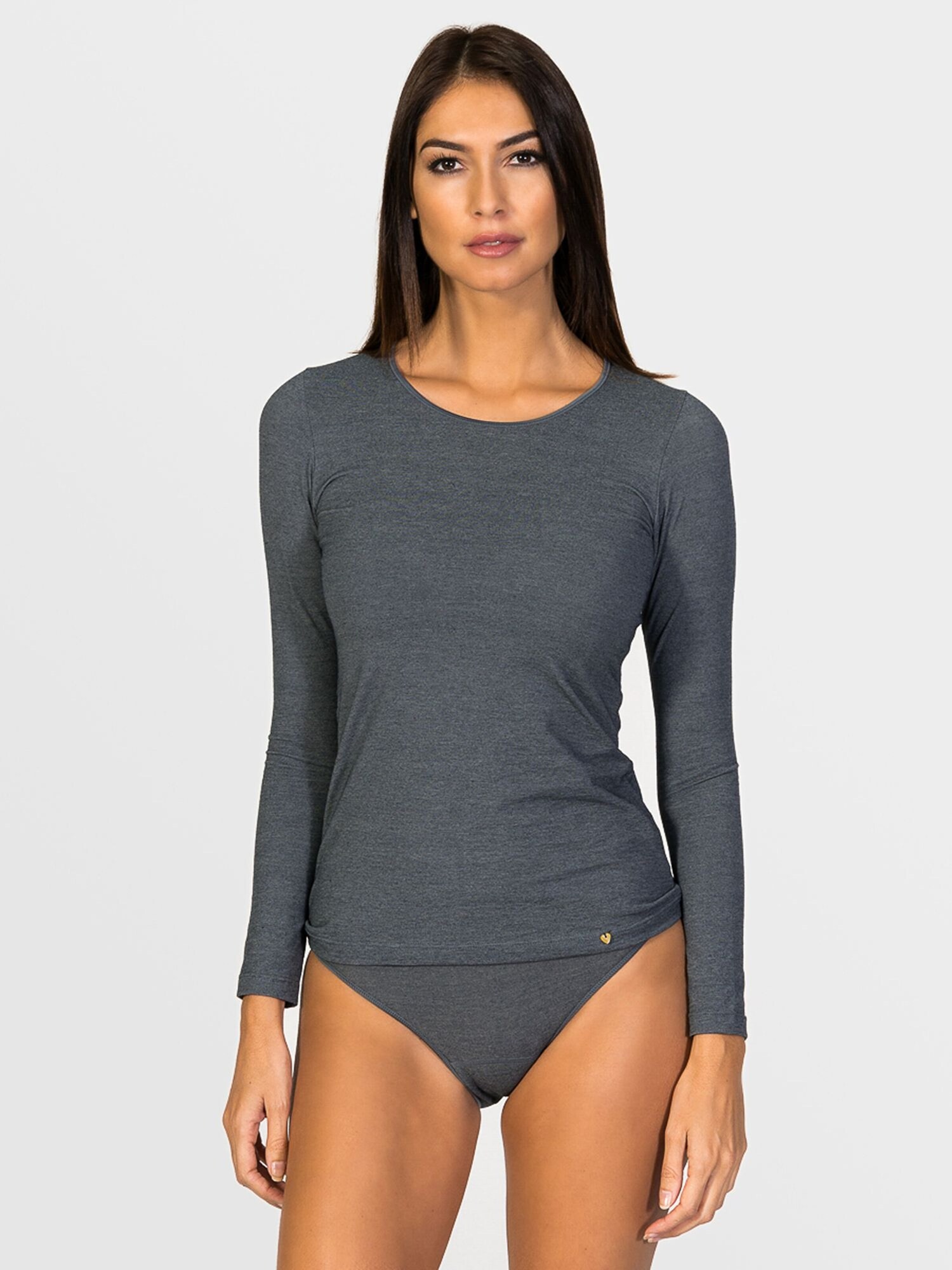 zd ZERO DEFECTS Camiseta térmica 'Artemisa Long-sleeve Soy fiber' gris oscuro