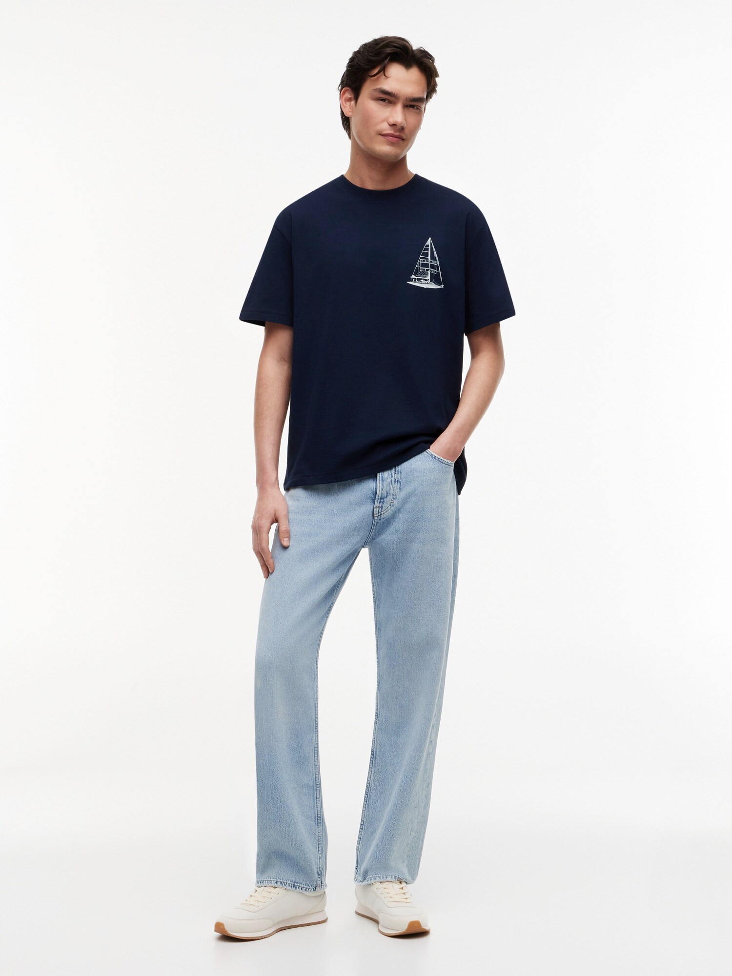 Tommy Jeans Camiseta 'Back Graphic Relaxed'  navy / blanco – imagen 4