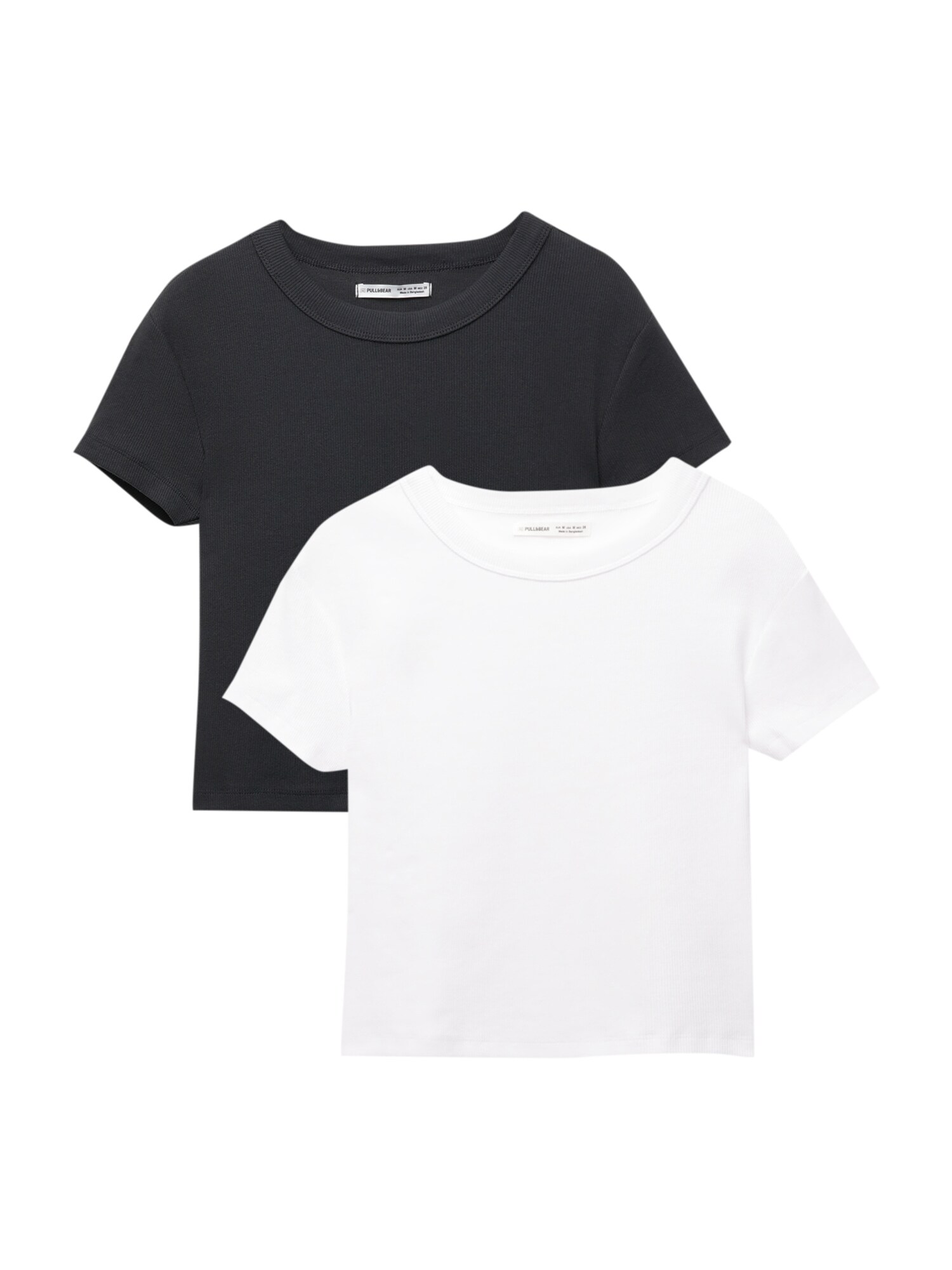Pull&Bear Tricou  negru / alb