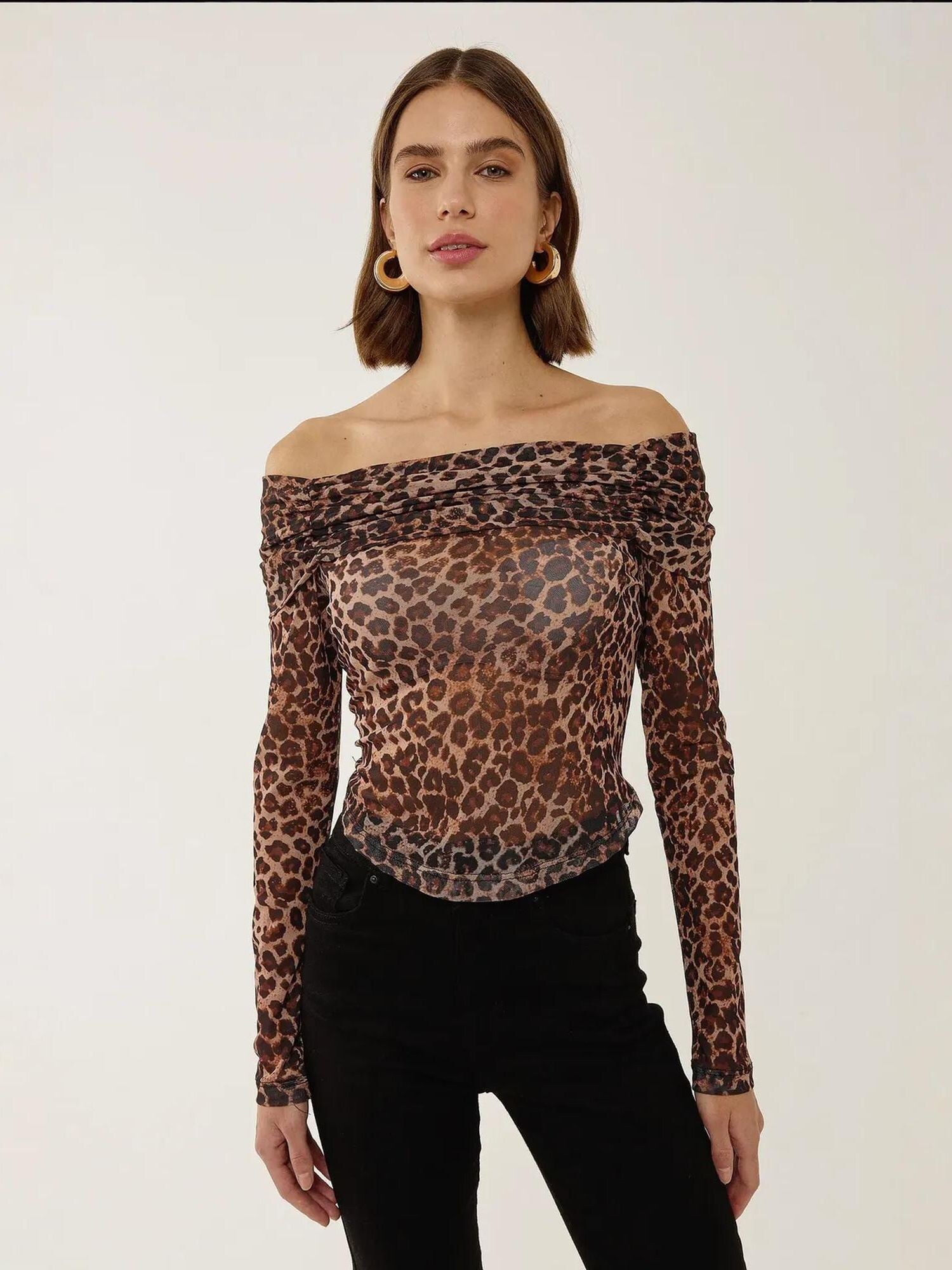 Hiccup Top  marrone / broccato / nero