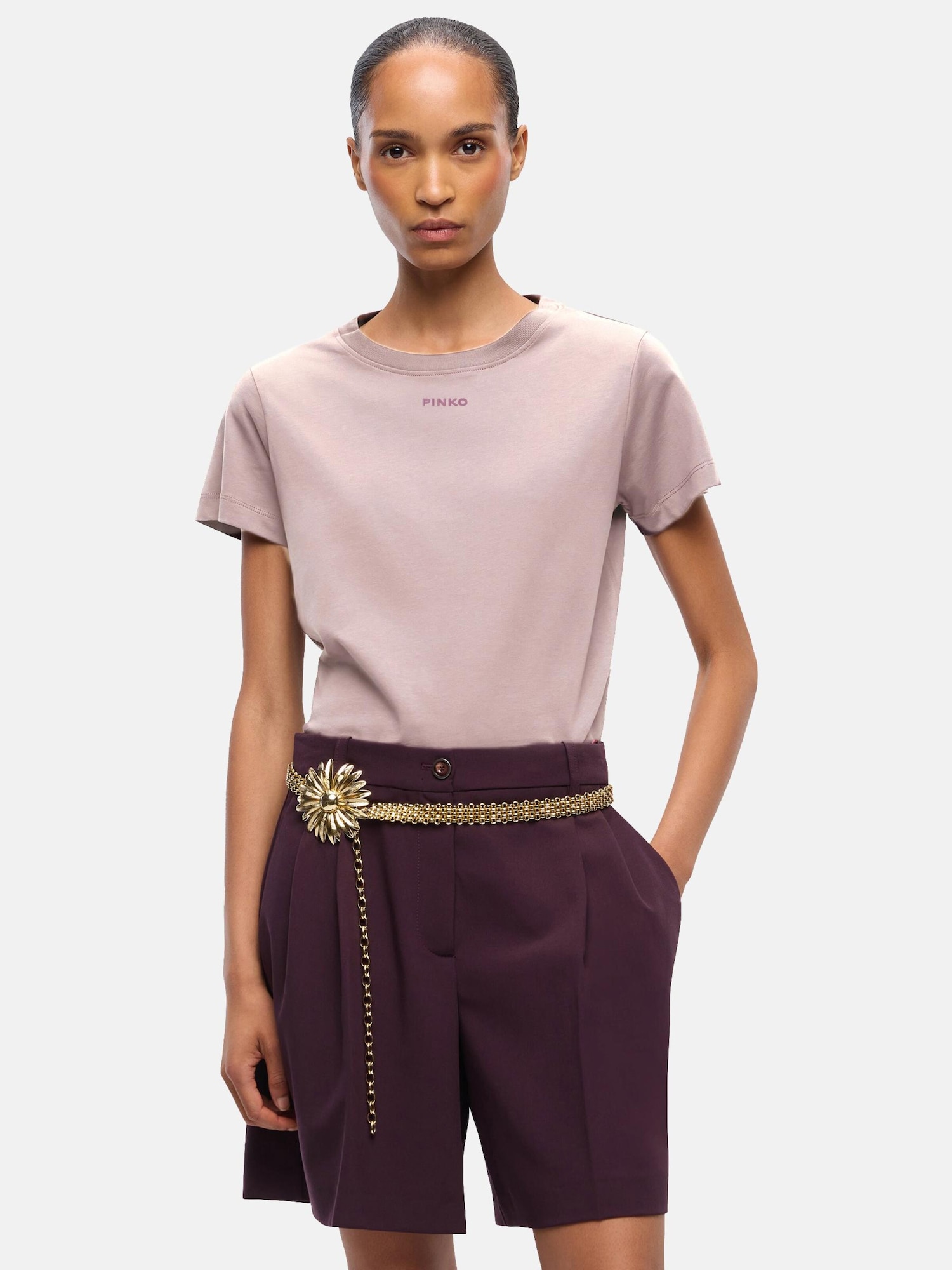 PINKO Camiseta 'PINKO BASICO T-SHIRT JERSEY LOGO PINKO GOMMATO T-SHIRT' rosa – imagen 3
