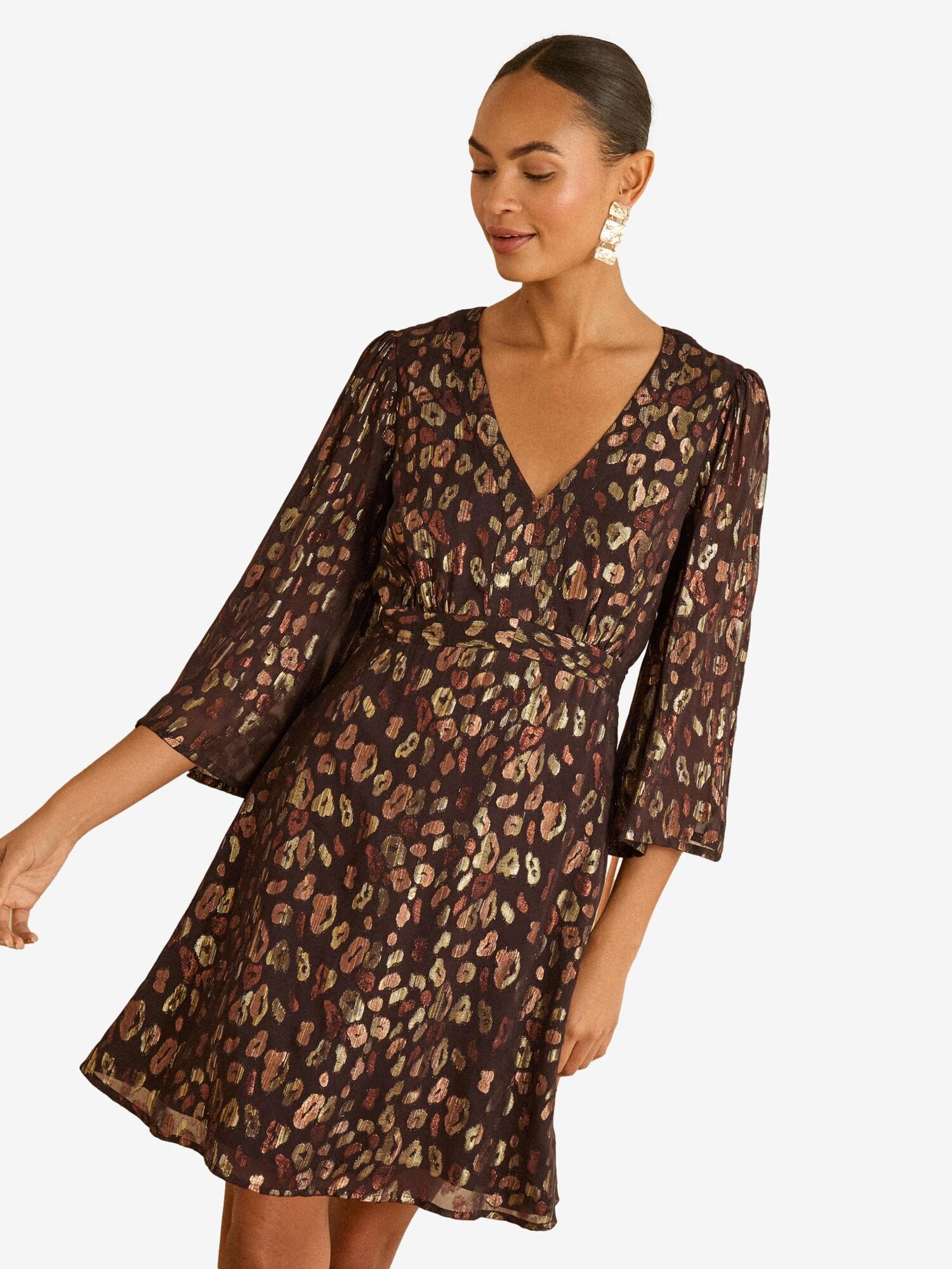 love & roses Rochie  ciocolatiu / bronz / auriu