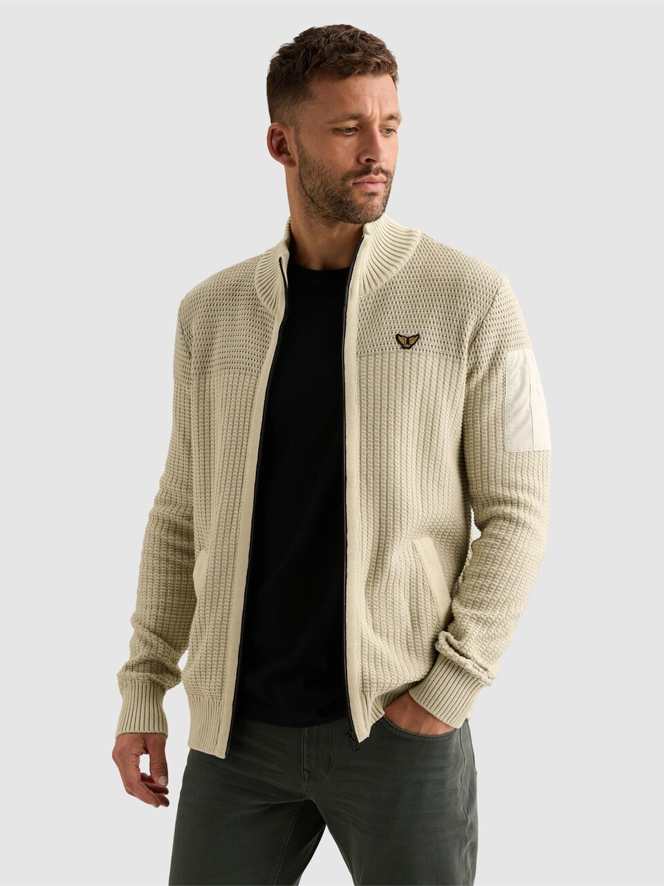 Kofta 'Cardigan with zipper closure and flight pocket'