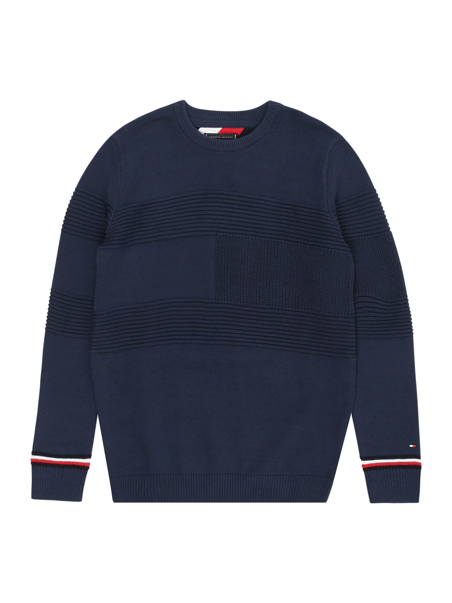 TOMMY HILFIGER Megztinis 'FLAG'  tamsiai mėlyna / balta / raudona