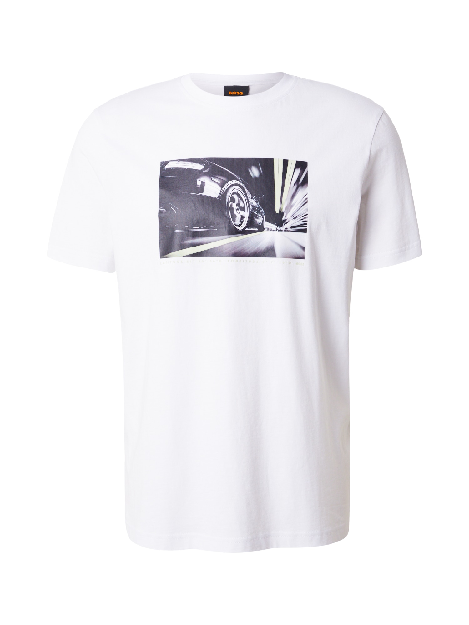 BOSS Tricou Te_Motors galben pastel / gri metalic / negru / alb