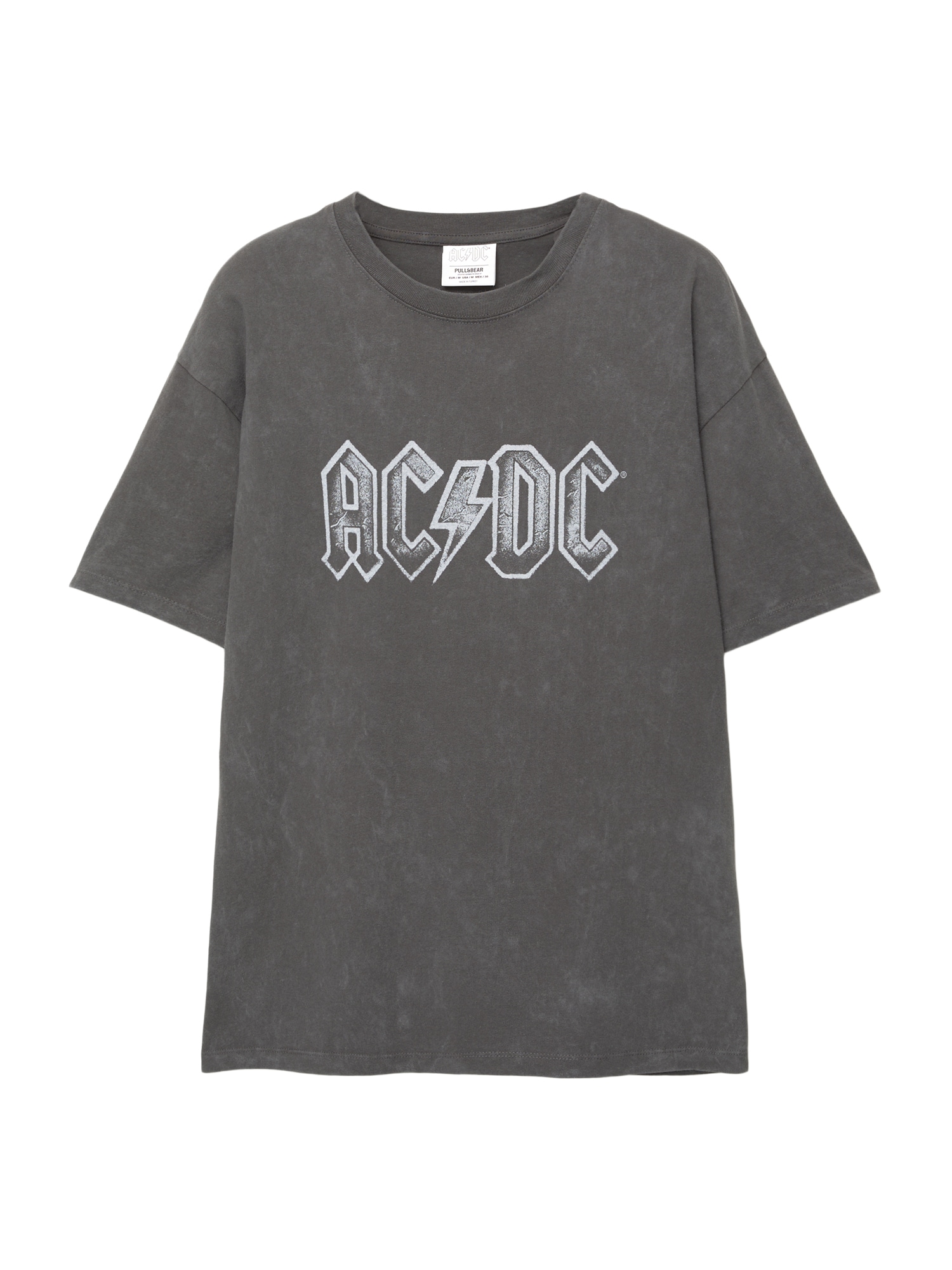 Pull&Bear Póló 'AC/DC'  szürke / fehér akciós termékkép 1