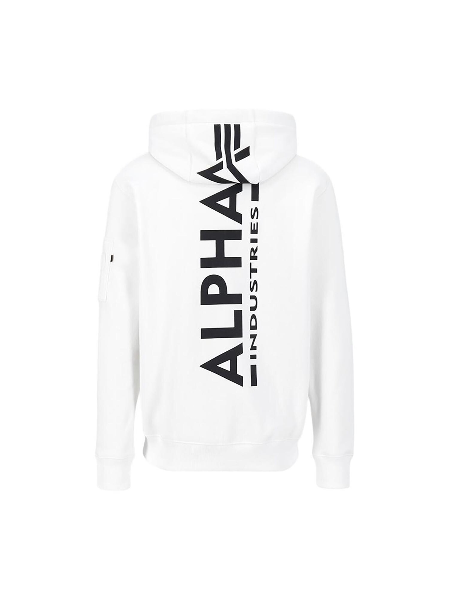 ALPHA INDUSTRIES Bluză de molton 'Backprint'  negru / alb