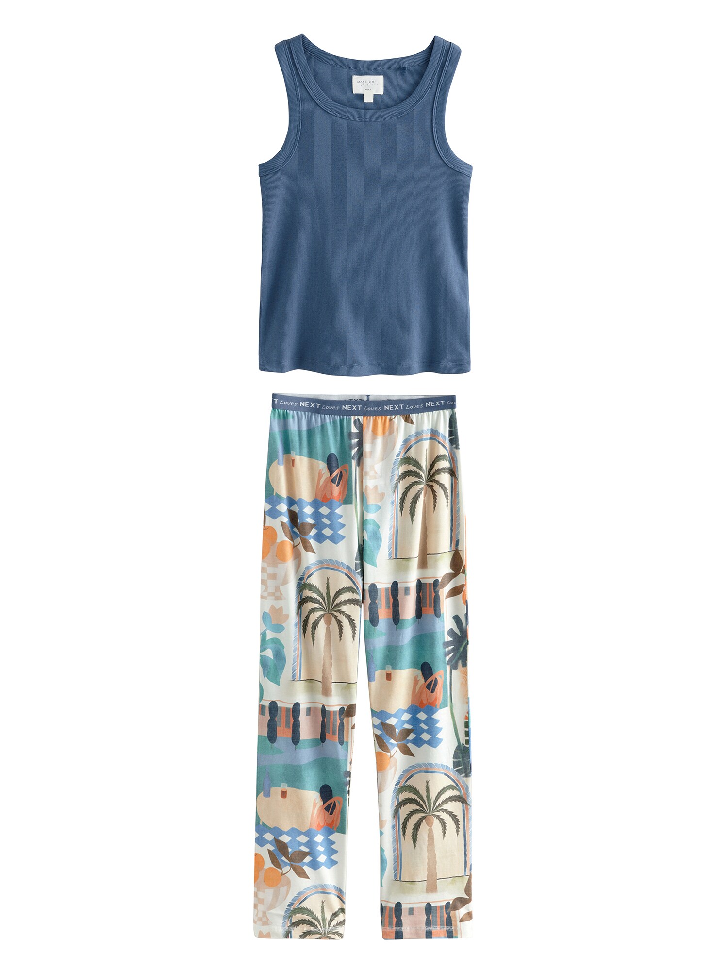 Next Pijama  culoarea pielii / bleumarin / albastru regal / portocaliu