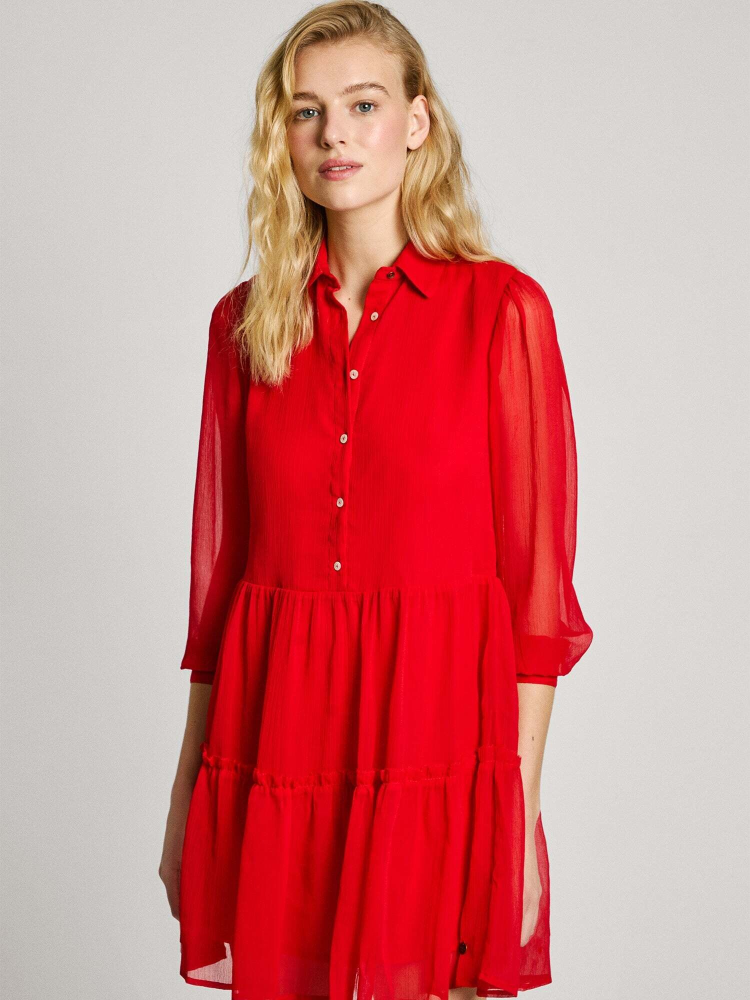 Pepe Jeans Vestido camisero 'Bridge' rojo – imagen 2