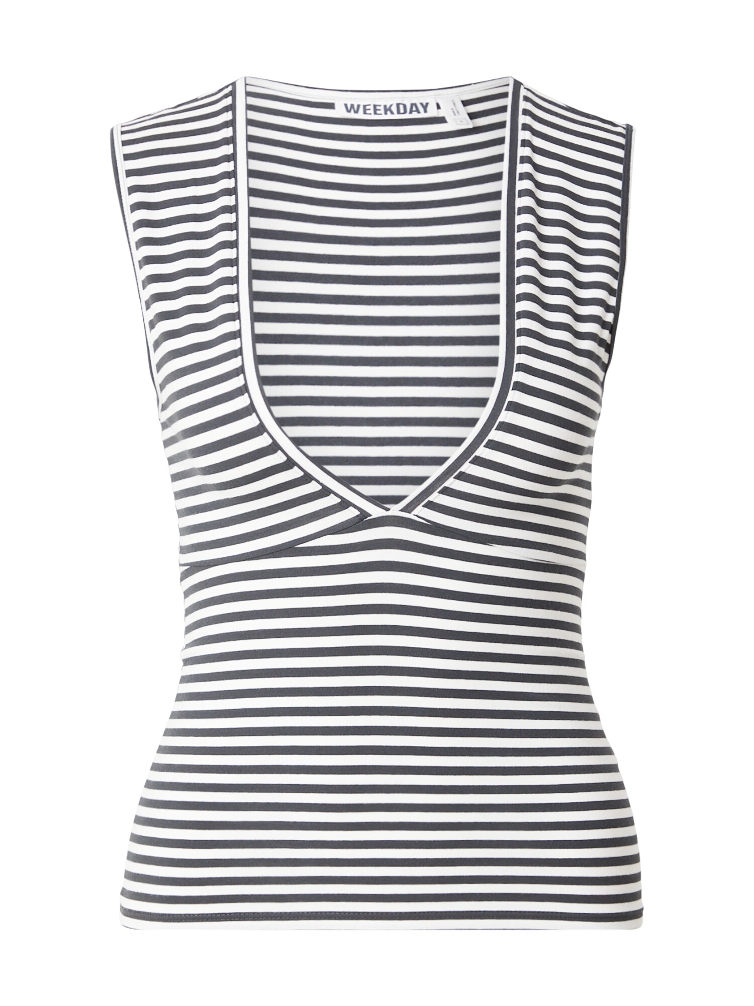 WEEKDAY Top 'Pia'  antracitová / biela