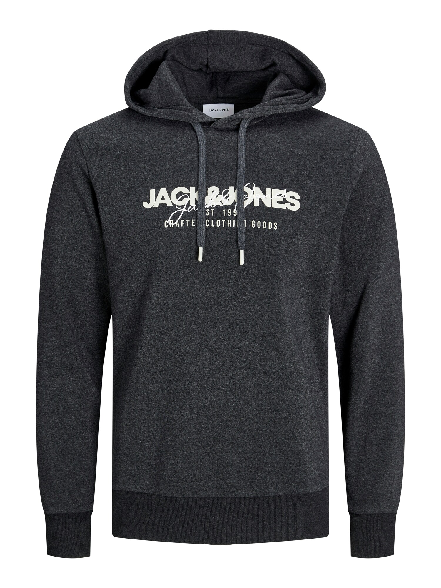 JACK & JONES Mikina 'JJALVIS'  čierna melírovaná / biela