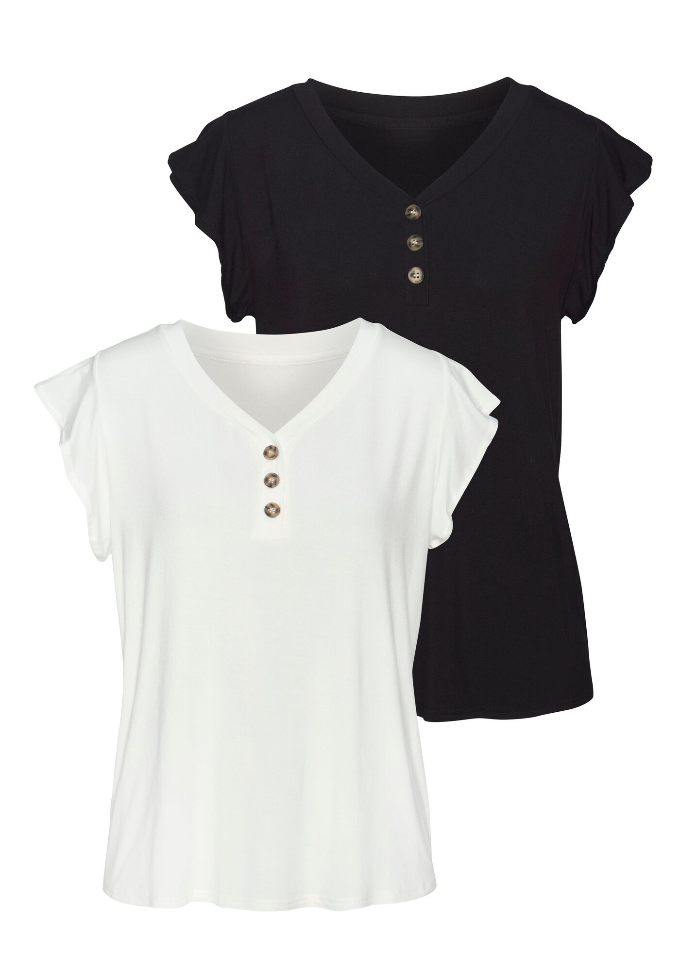 LASCANA Tricou  negru / alb